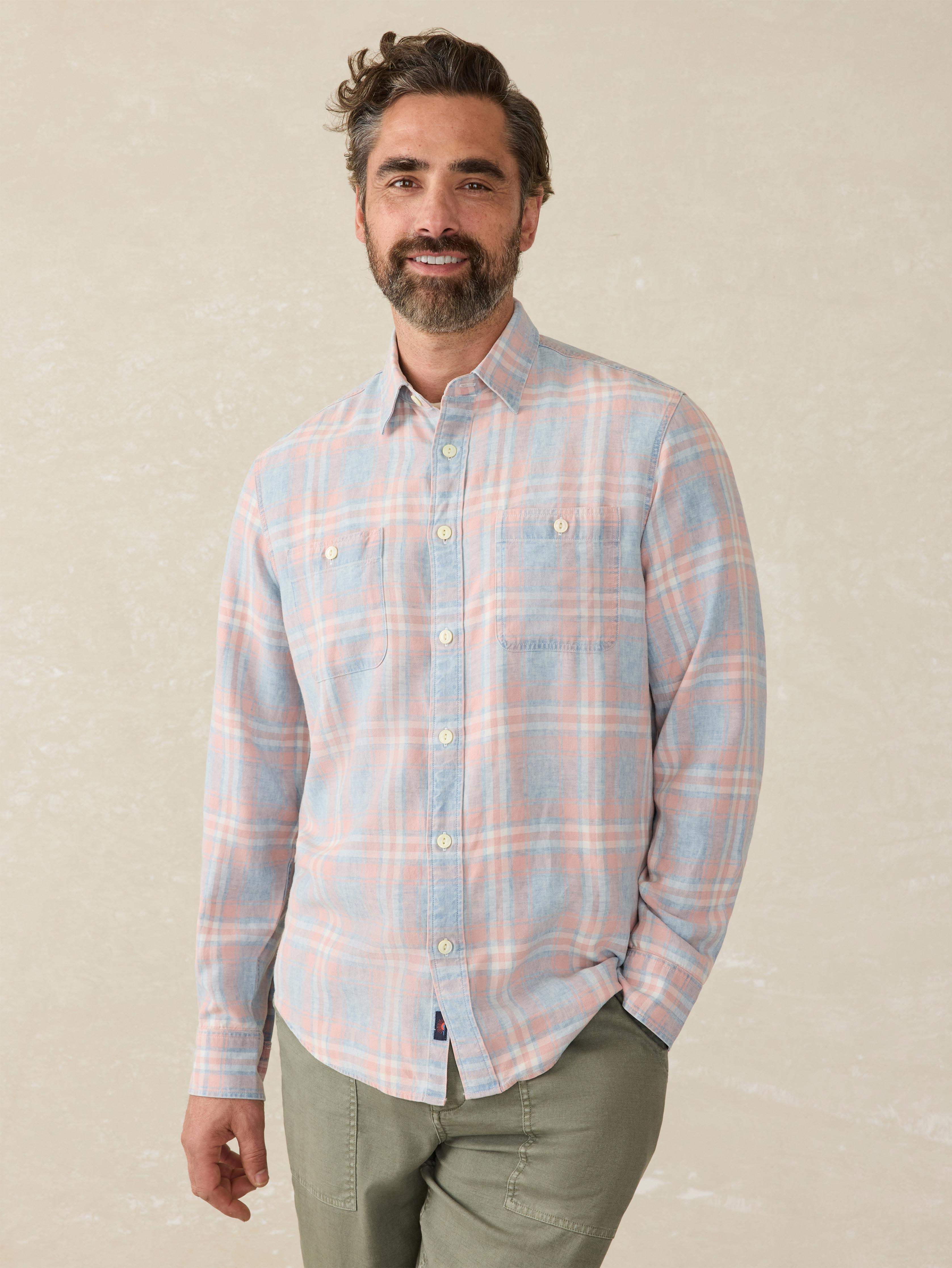 Tried & True Chambray Workshirt - Coral Bay Plaid | Faherty Brand