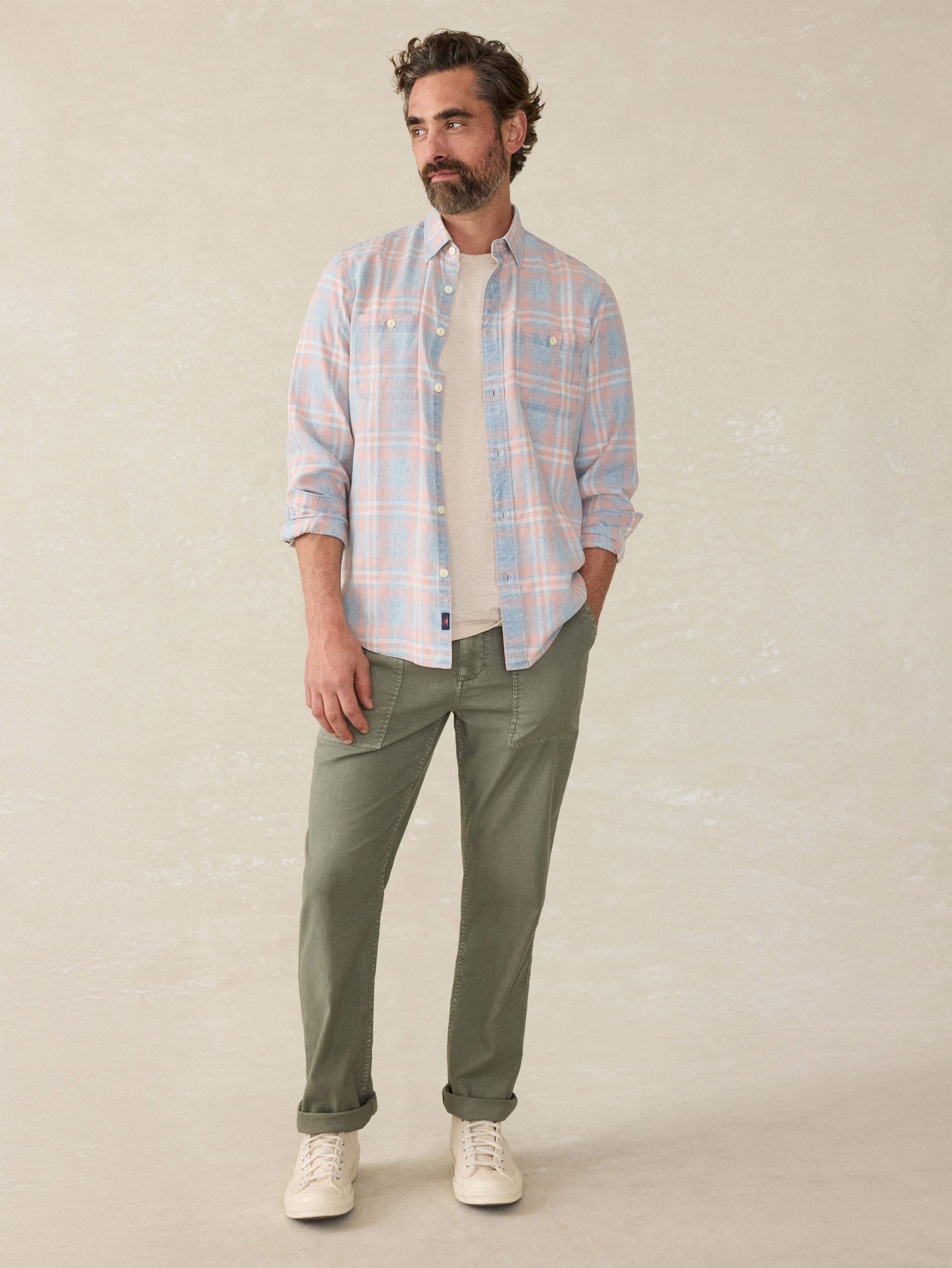 Tried & True Chambray Workshirt - Coral Bay Plaid | Faherty Brand