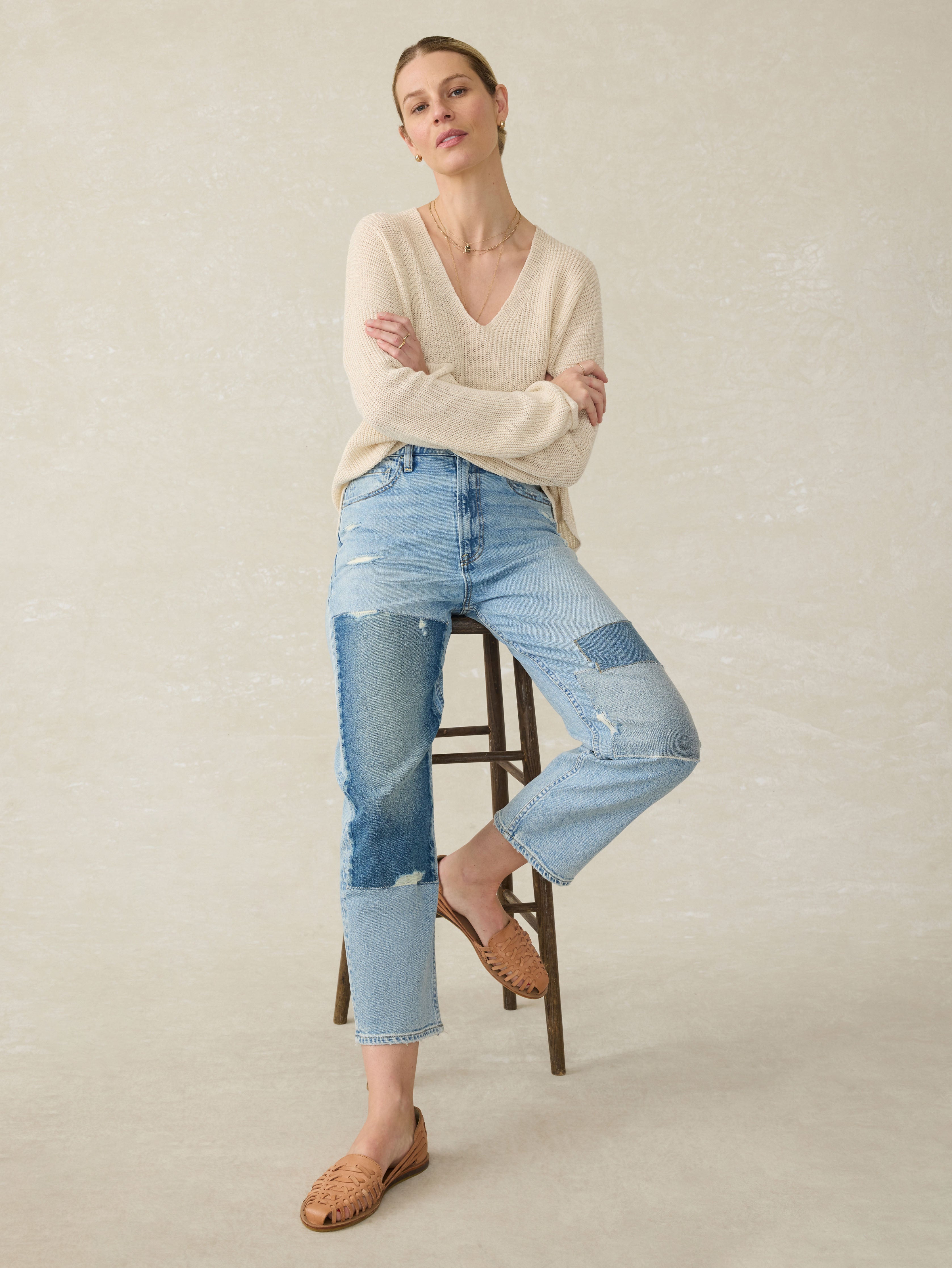 90S Crop Patchwork Jean - Heirloom Indigo Wash | Faherty Brand