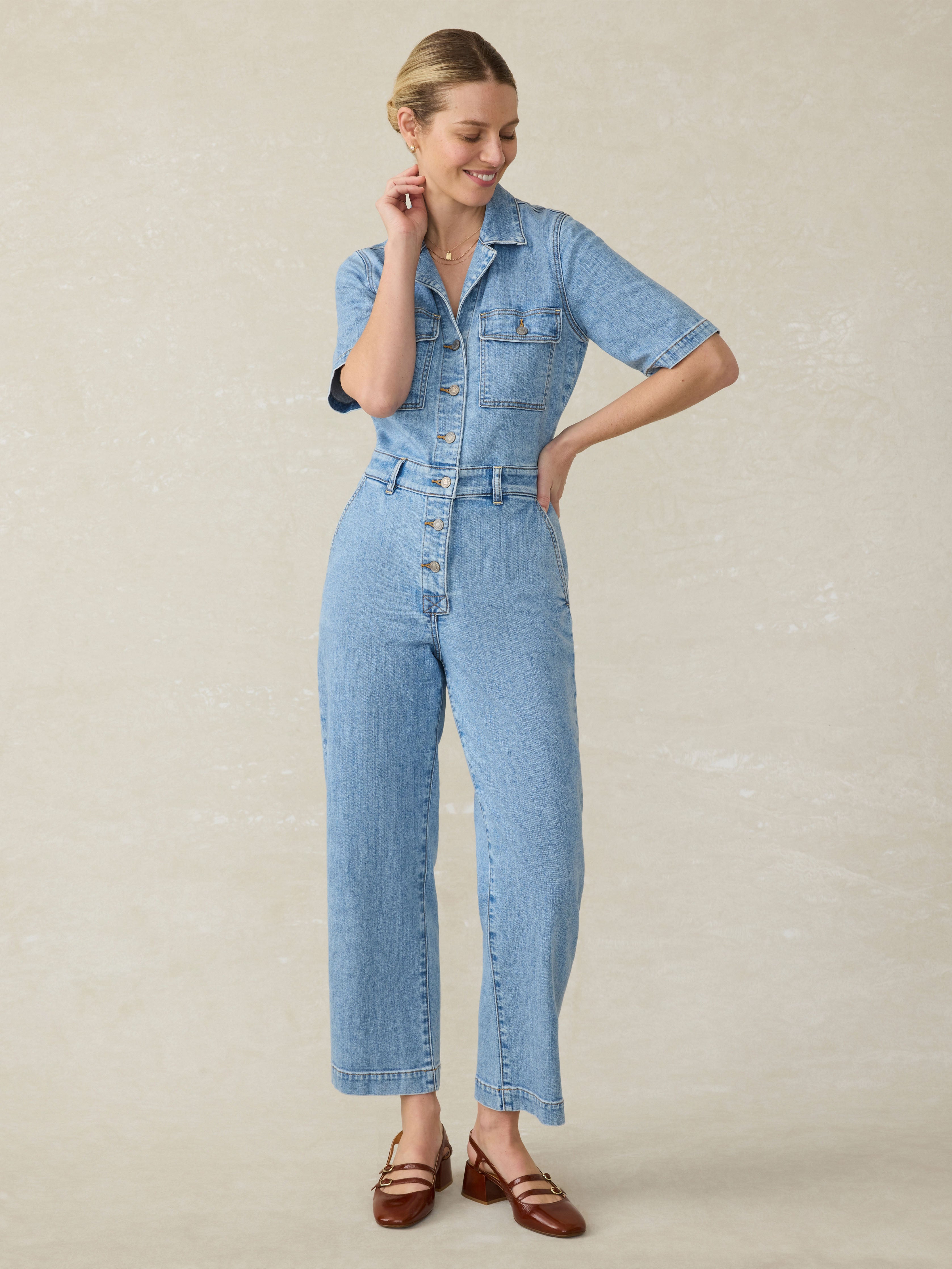Denim Michelle Ss Jumpsuit - Cloudlight Wash | Faherty Brand