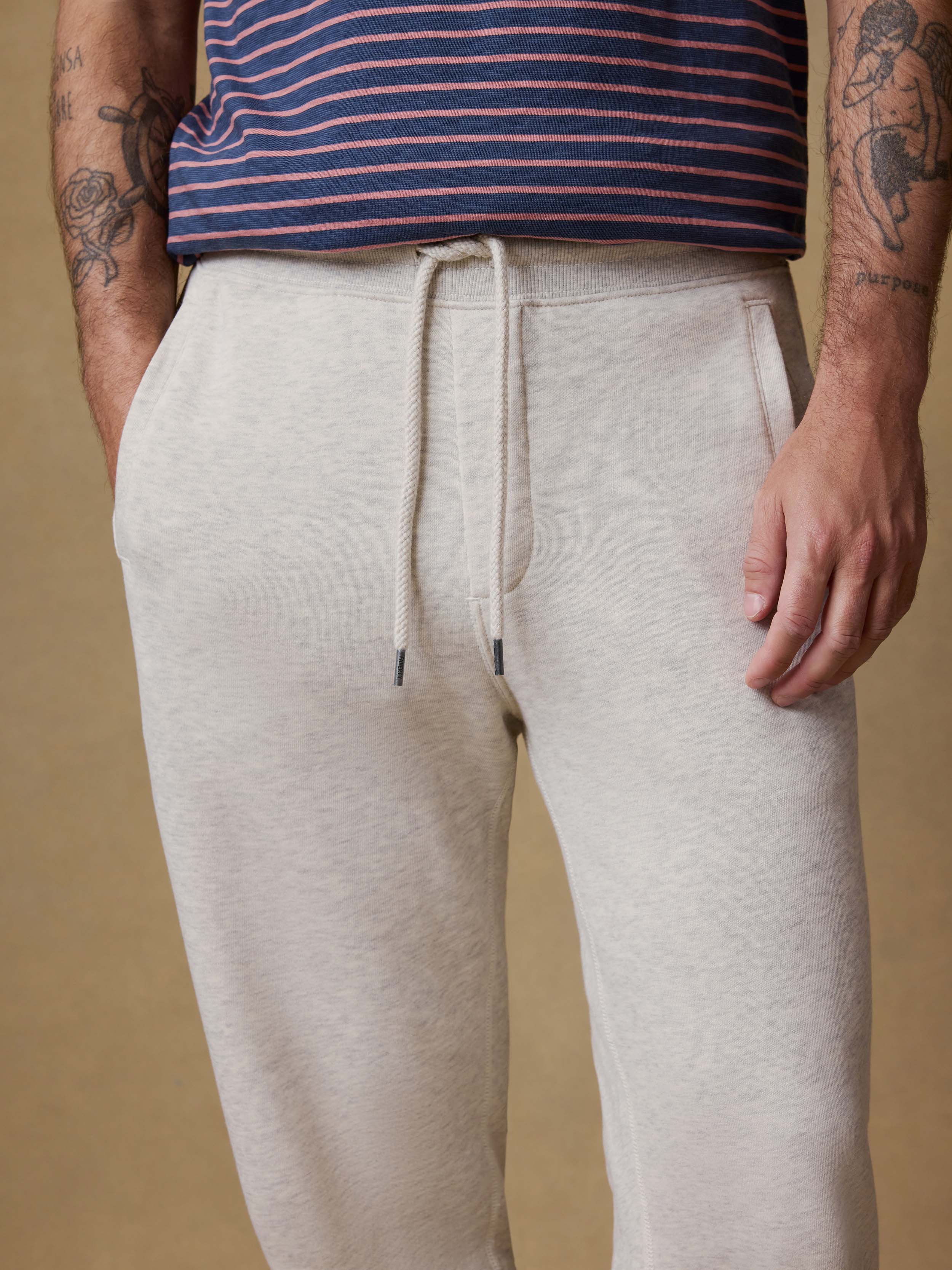 High Standard Fleece Sweatpant - Antique Ivory Heather | Faherty Brand