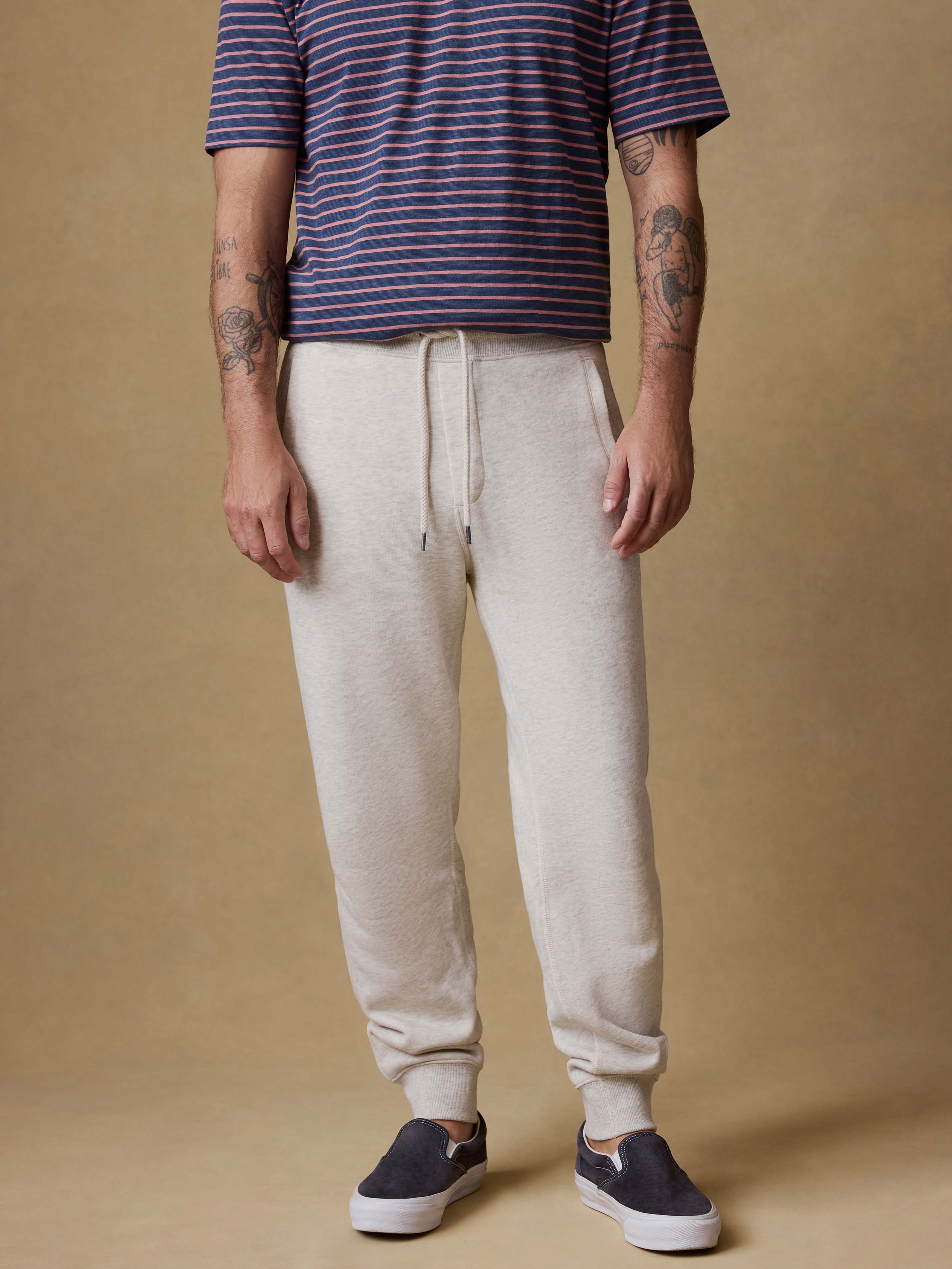 High Standard Fleece Sweatpant - Antique Ivory Heather | Faherty Brand