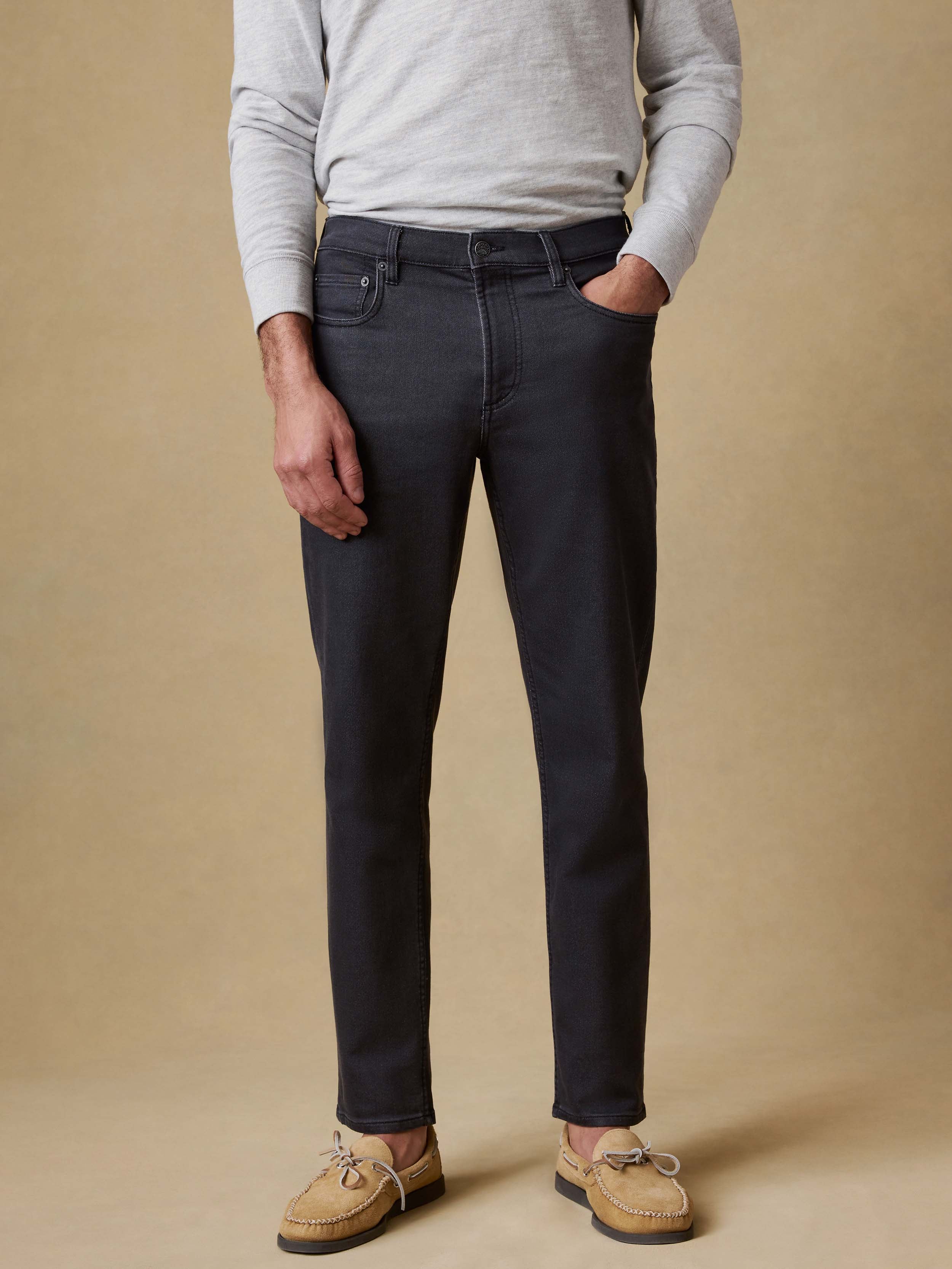 Stretch Terry 5-Pocket Pant - Onyx Black | Faherty Brand
