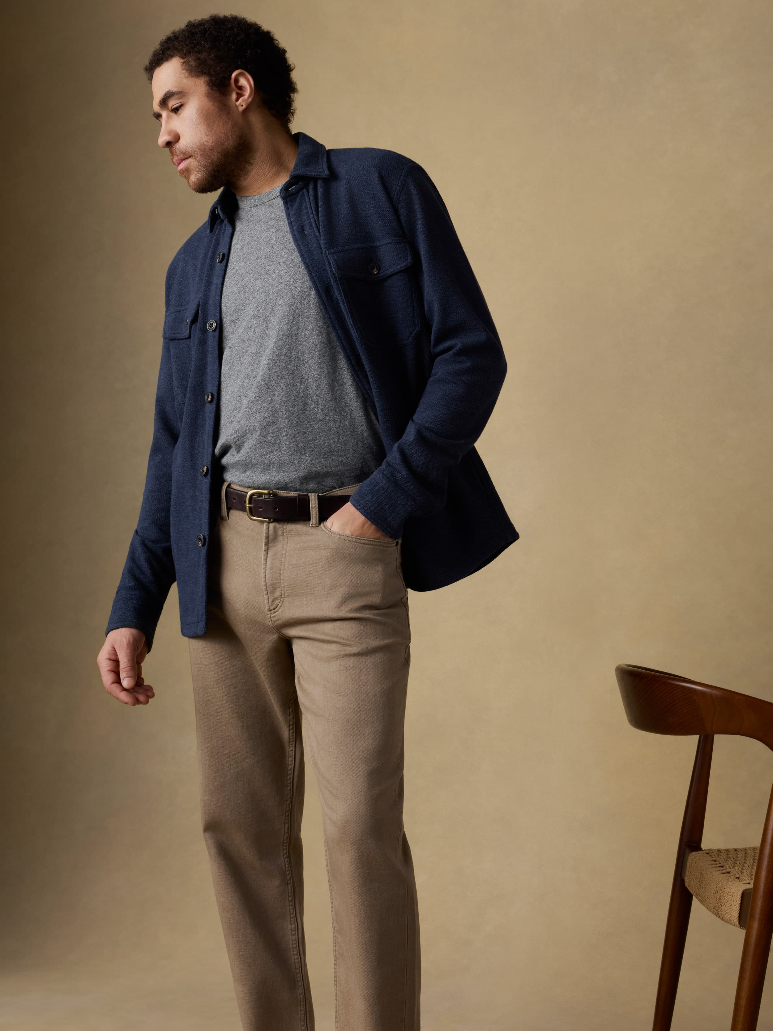 Stretch Terry 5-Pocket Athletic Fit Pant - Desert Khaki | Faherty Brand