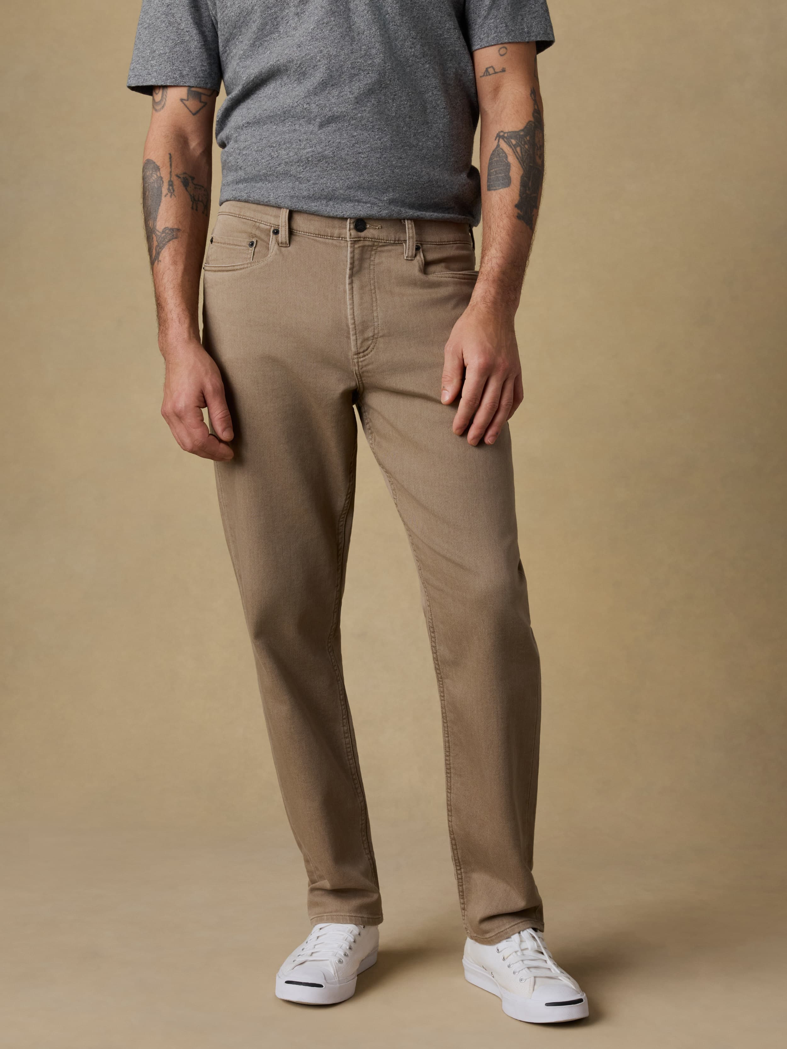 Stretch Terry 5-Pocket Athletic Fit Pant - Desert Khaki | Faherty Brand