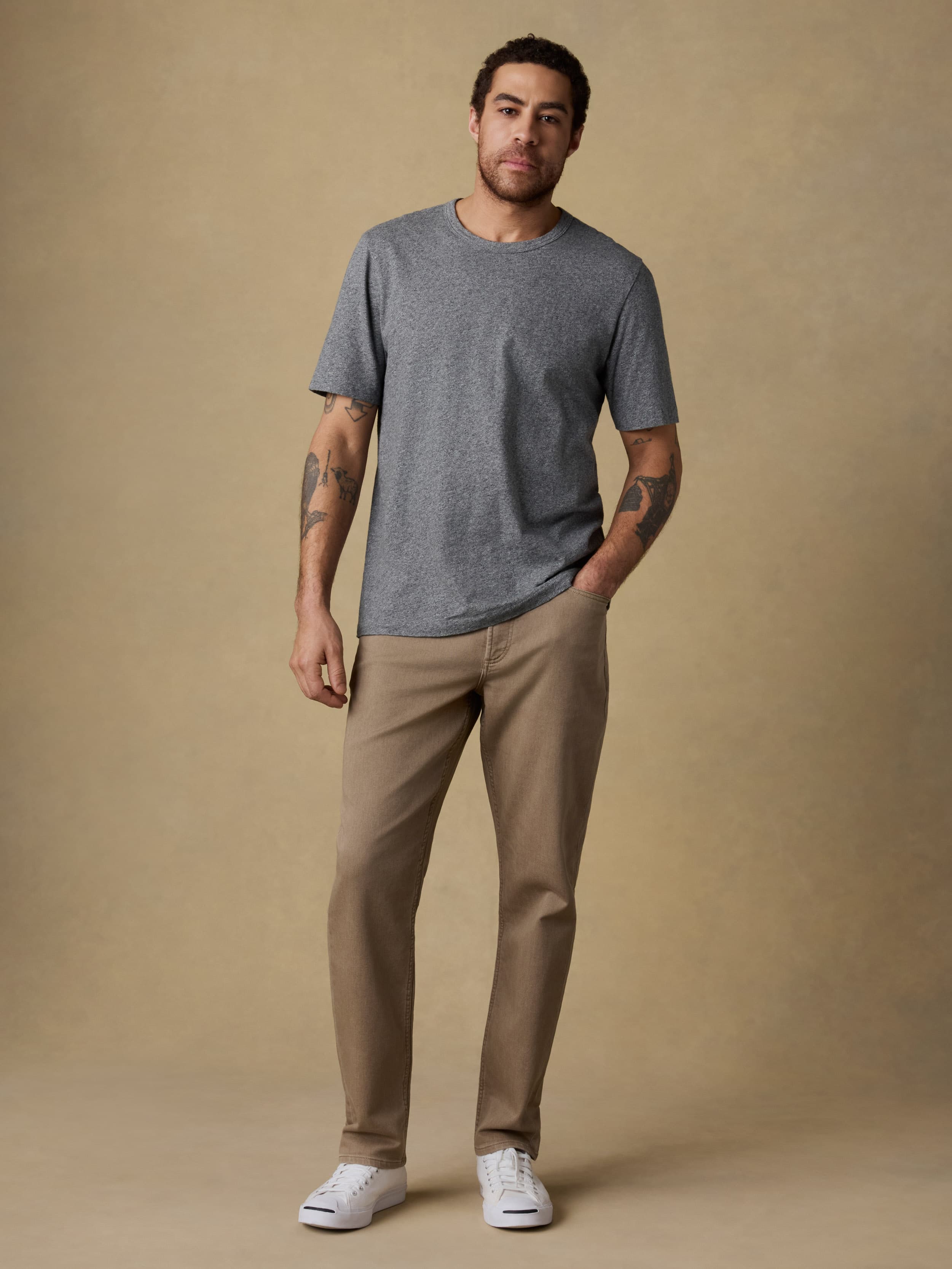 Stretch Terry 5-Pocket Athletic Fit Pant - Desert Khaki | Faherty Brand