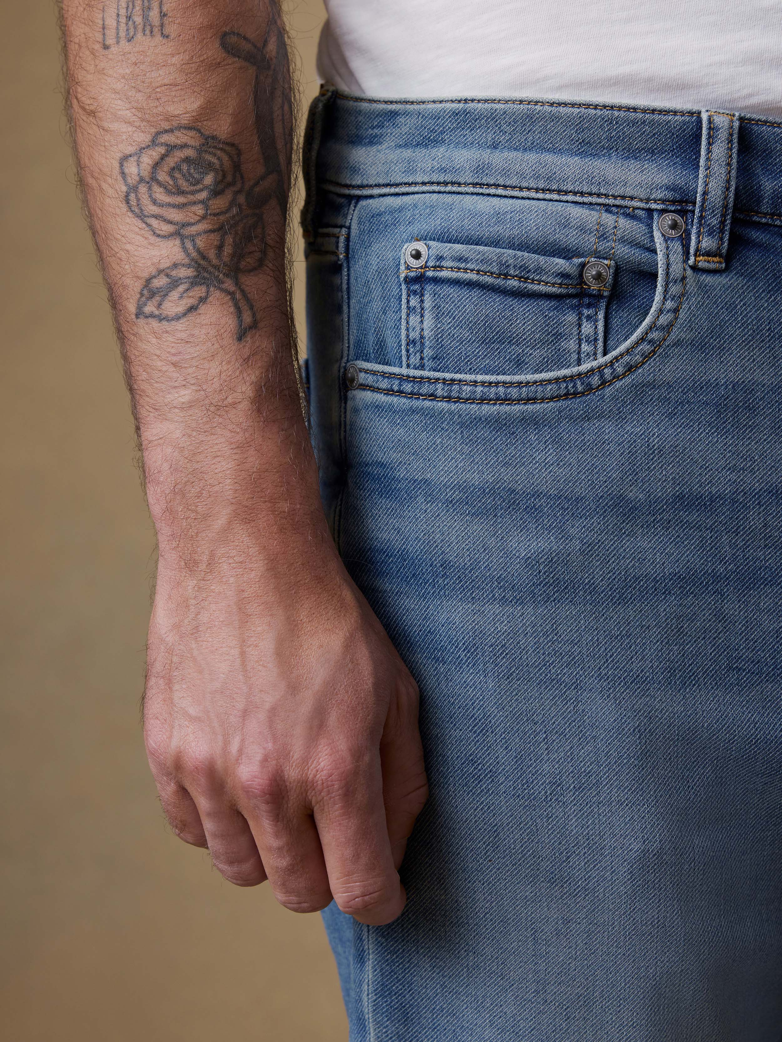 Stretch Terry Indigo 5-Pocket - Indigo Ocean Wash | Faherty Brand