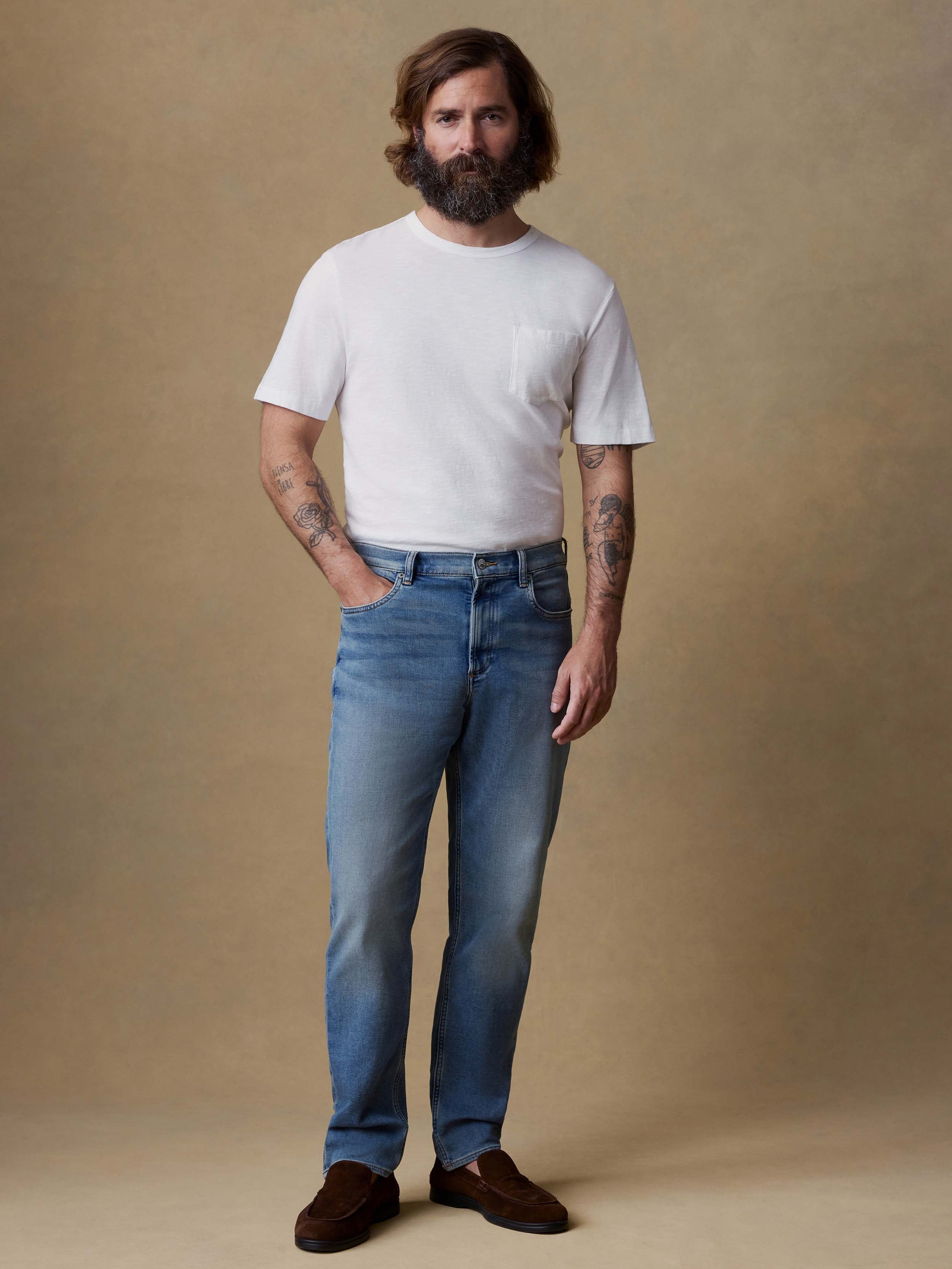 Stretch Terry Indigo 5-Pocket - Indigo Ocean Wash | Faherty Brand