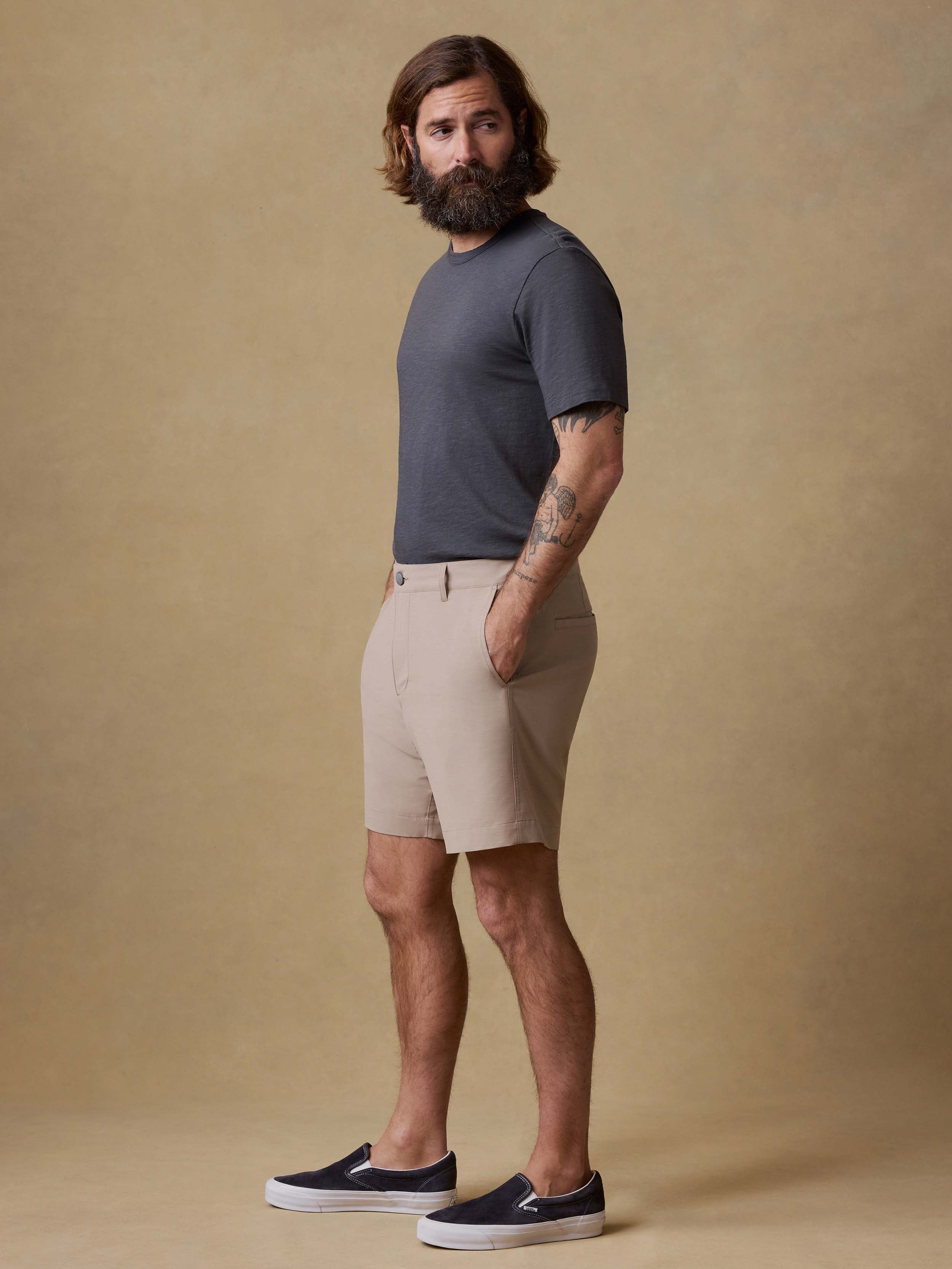 All Day™ Short (7") - Khaki | Faherty Brand