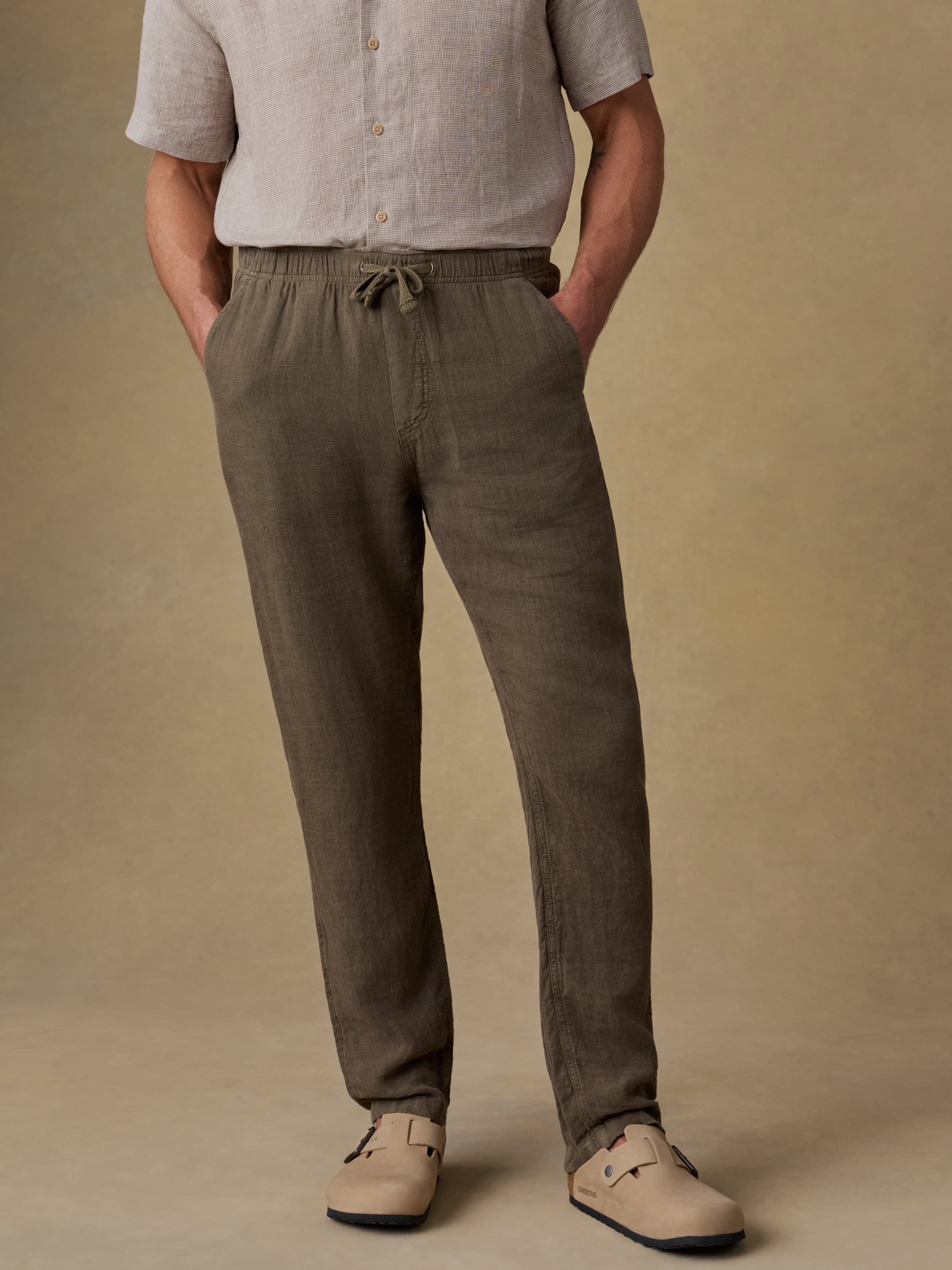 Linen Drawstring Pant - Dark Palm | Faherty Brand