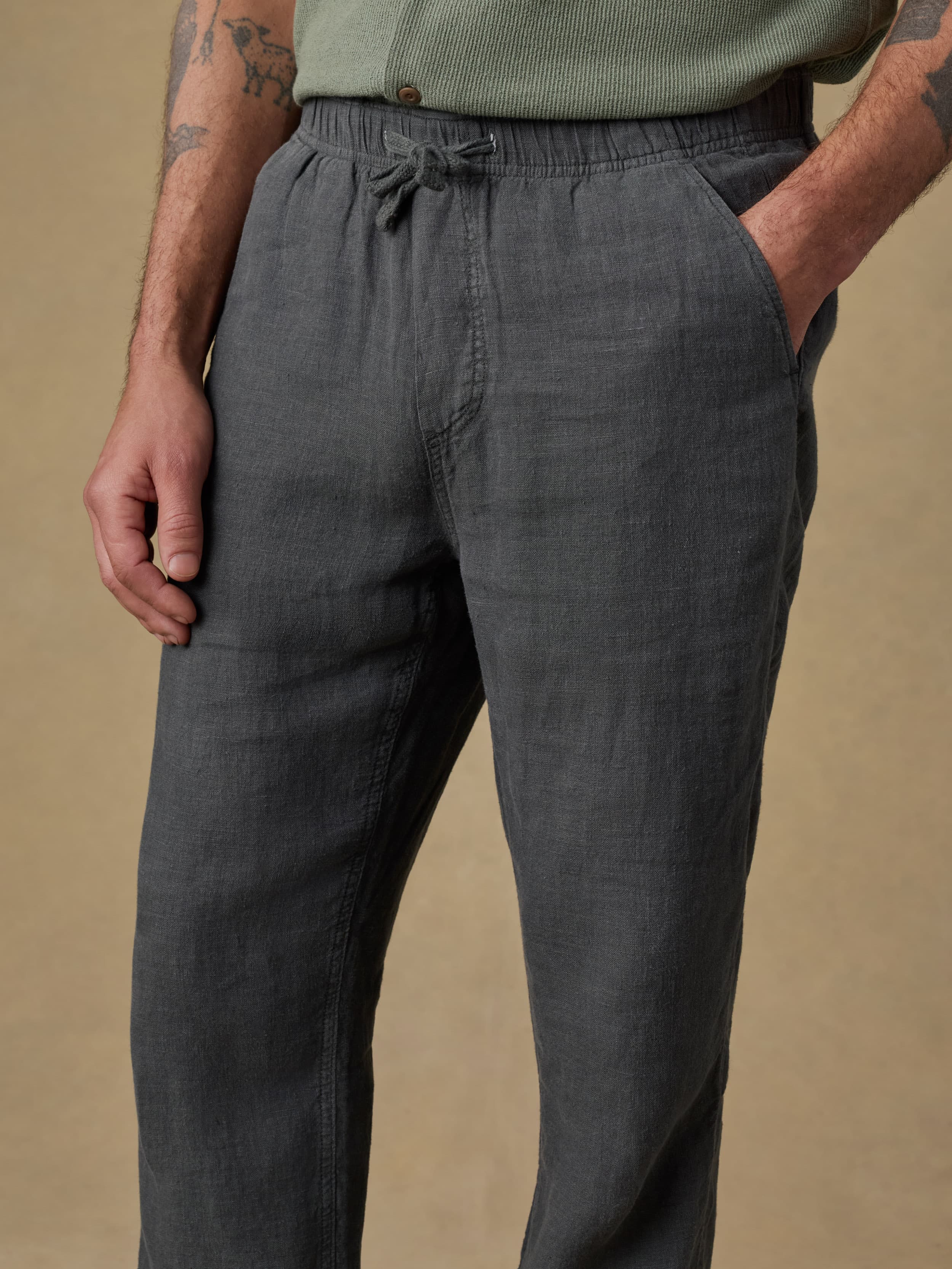 Linen Drawstring Pant - Washed Black | Faherty Brand