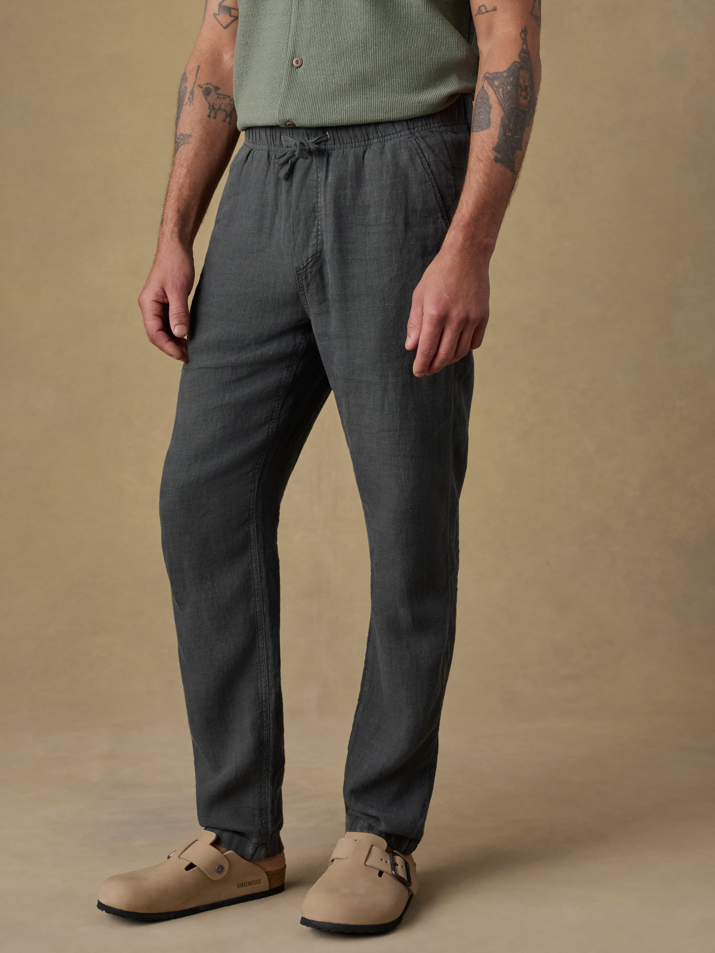 Linen Drawstring Pant - Washed Black | Faherty Brand
