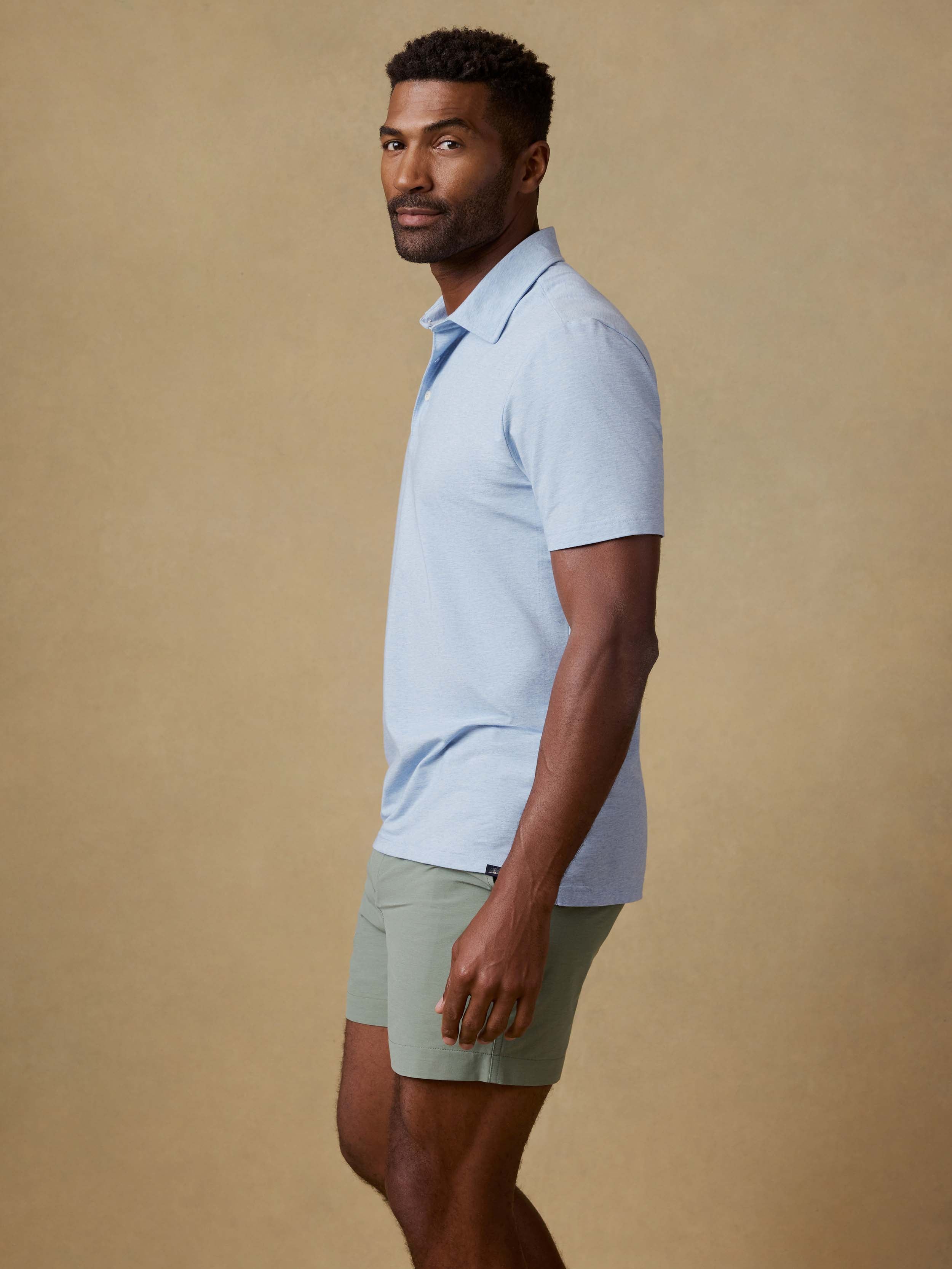 Short-Sleeve Movement™ Polo - Cardiff Blue Heather | Faherty Brand