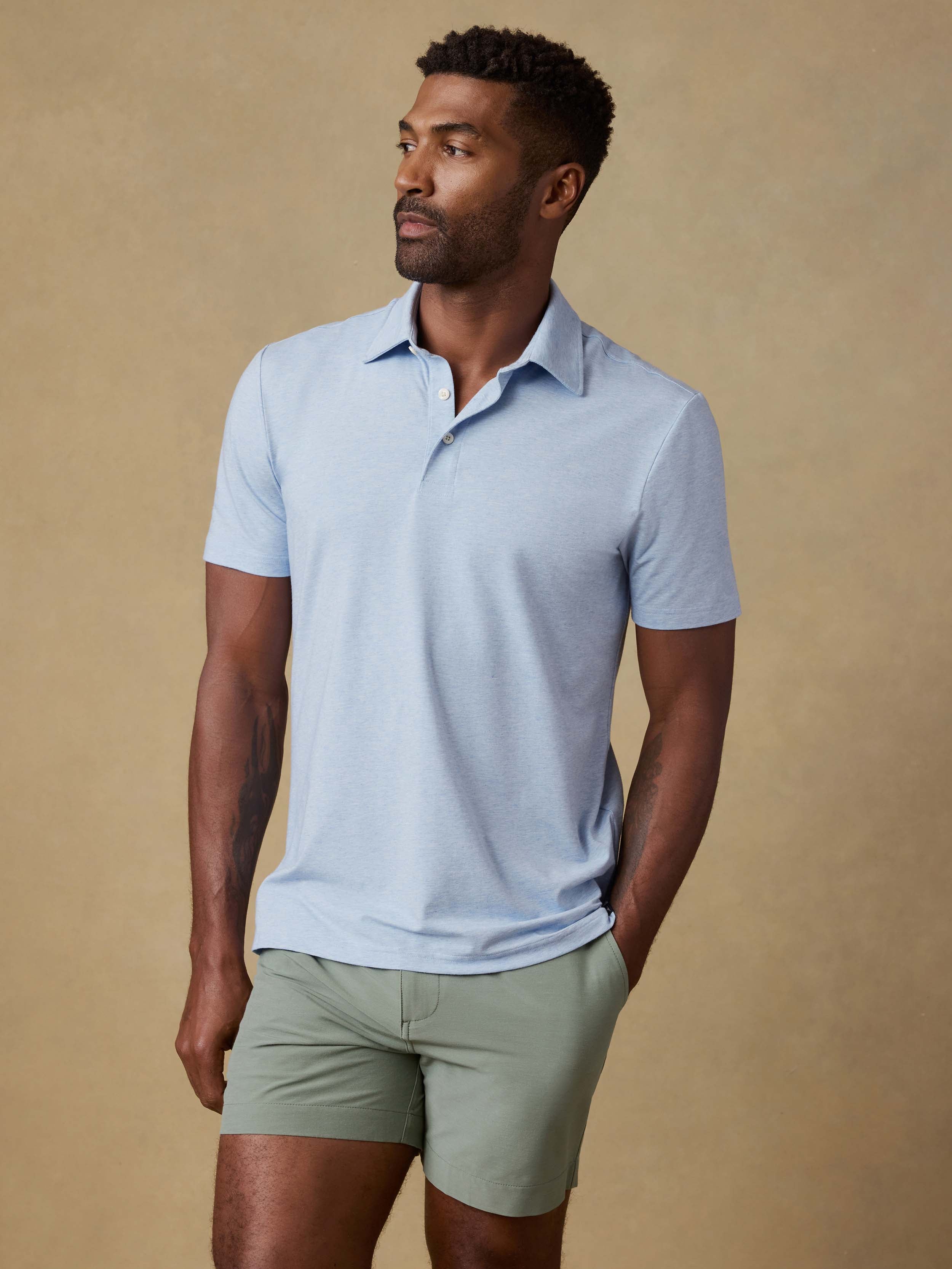 Short-Sleeve Movement™ Polo - Cardiff Blue Heather | Faherty Brand