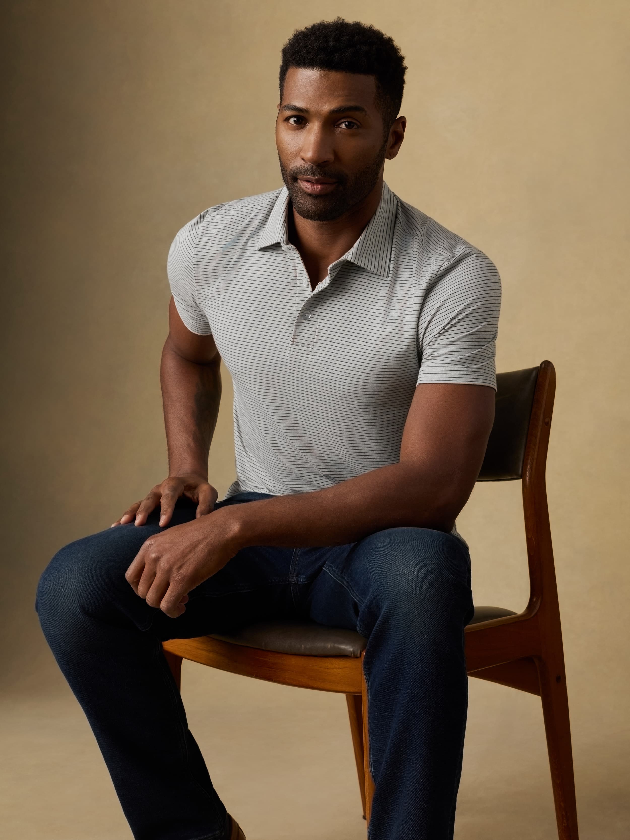 Short-Sleeve Movement™ Polo - Dark Cloud Stripe | Faherty Brand