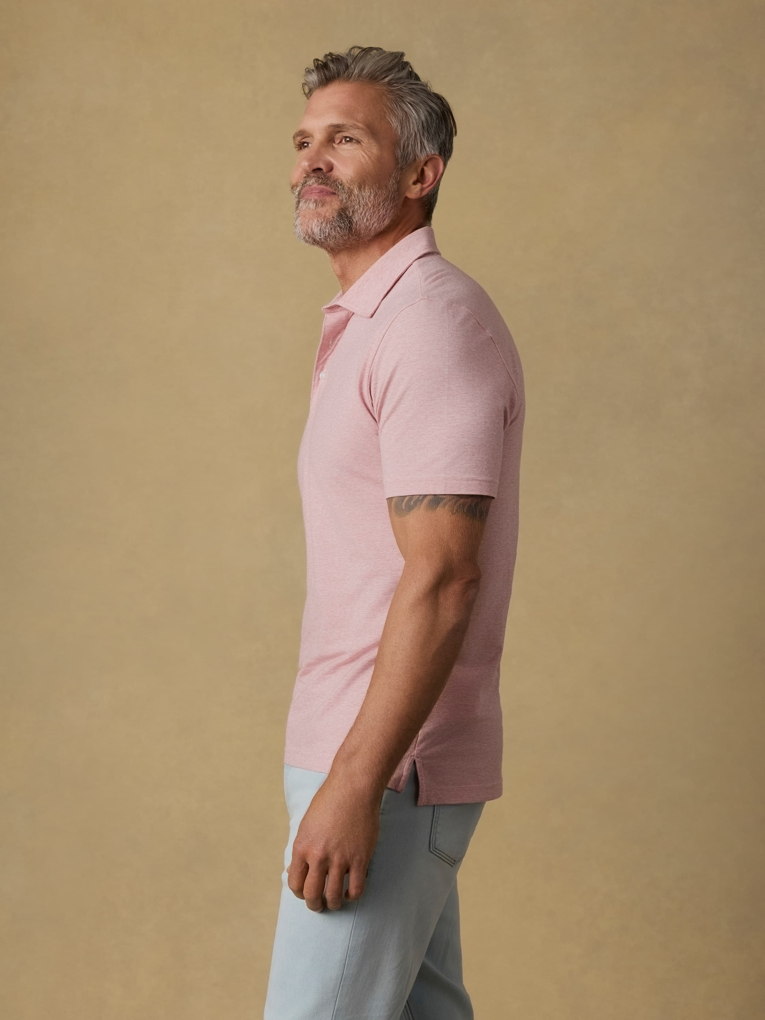 Short-Sleeve Movement™ Polo - Ivory Rose Feeder | Faherty Brand