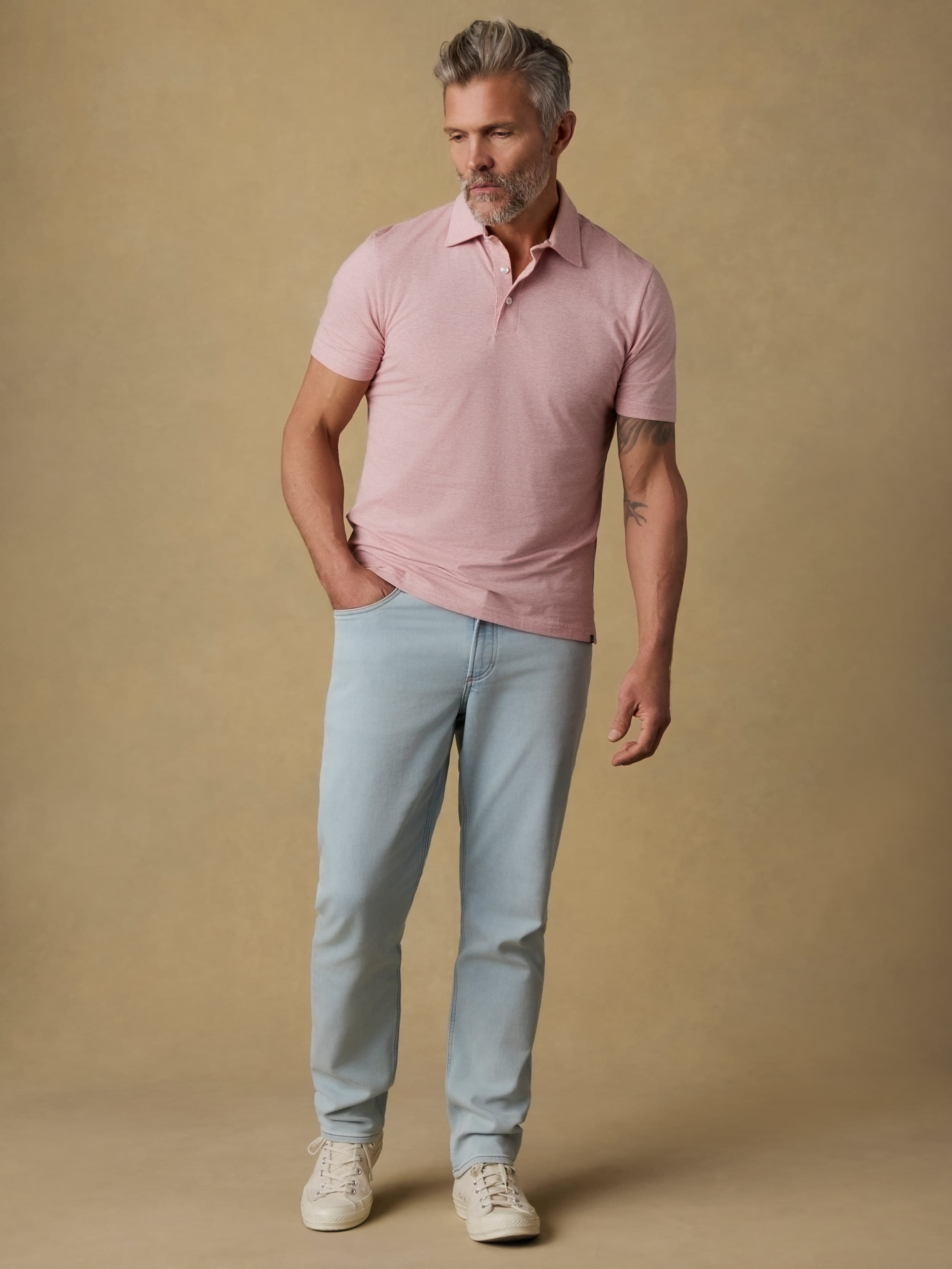 Short-Sleeve Movement™ Polo - Ivory Rose Feeder | Faherty Brand