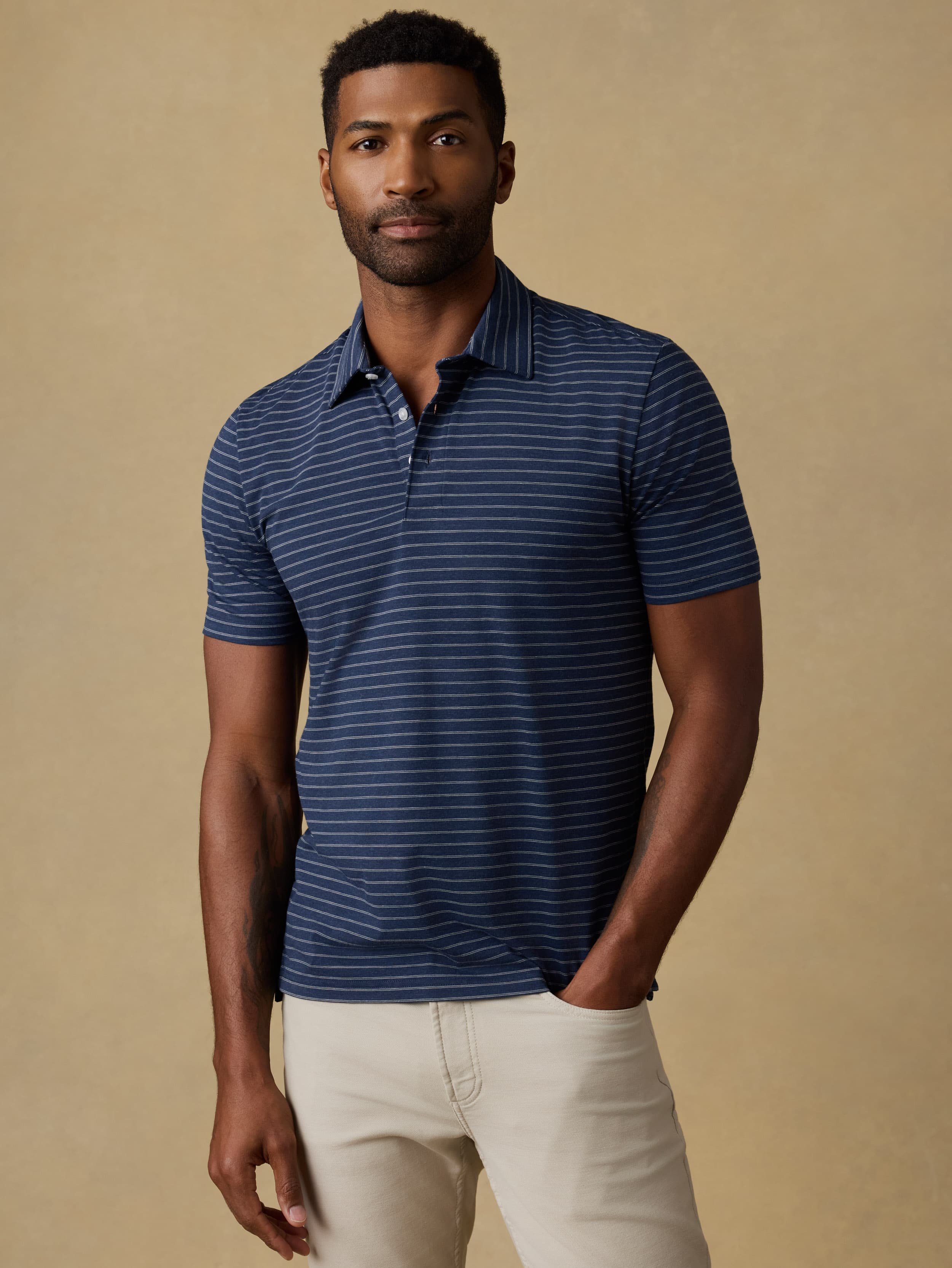 Short-Sleeve Movement™ Polo - Ravine Waters Stripe | Faherty Brand