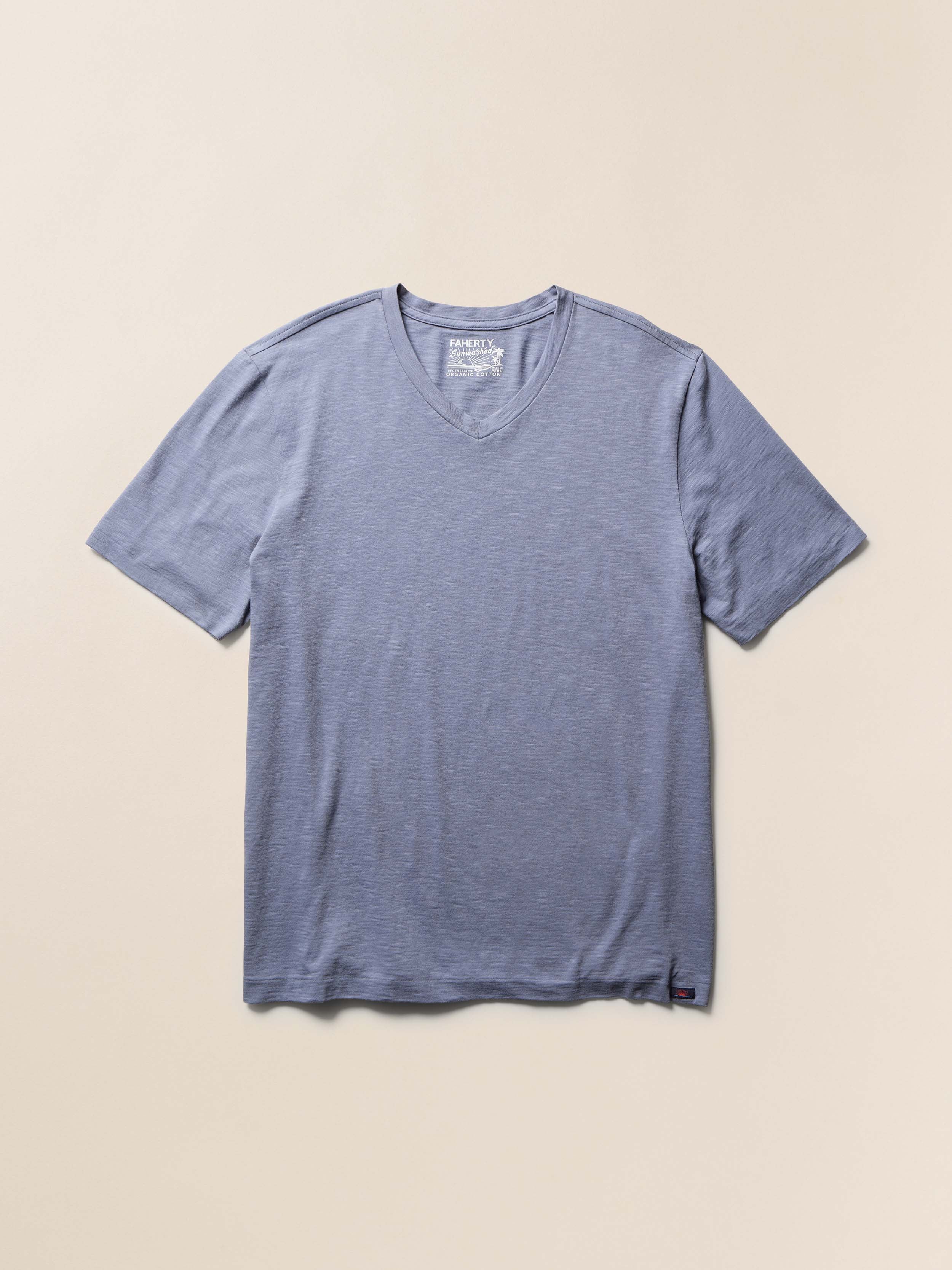 Short-Sleeve Sunwashed V-Neck Tee - Flint | Faherty Brand