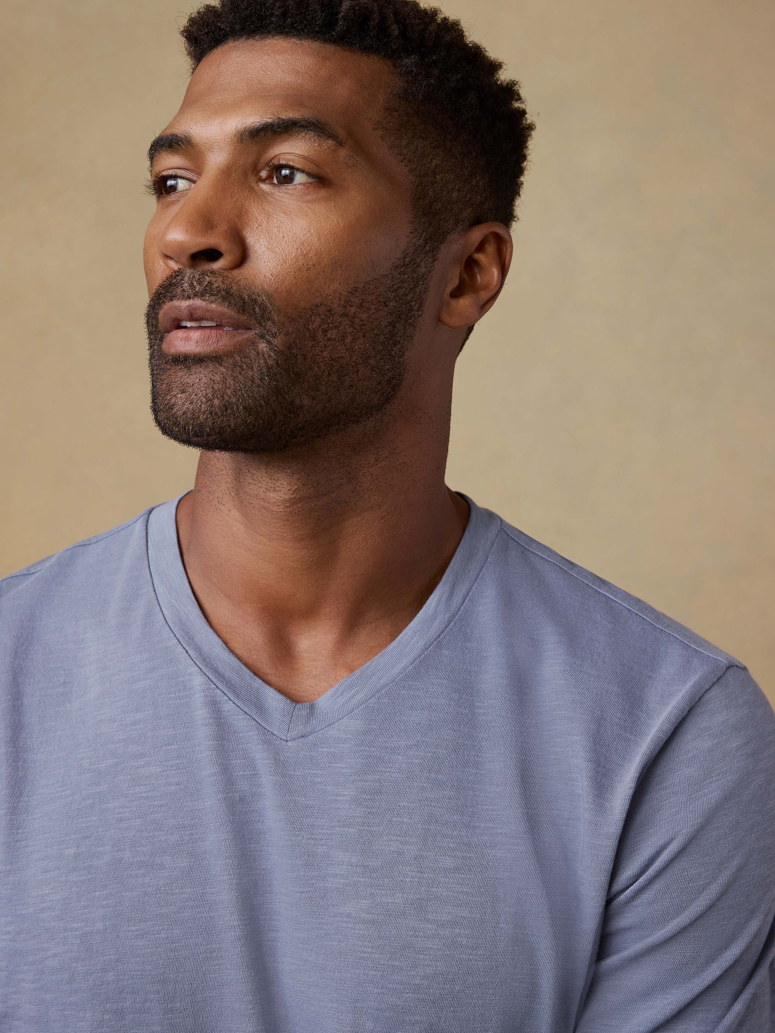 Short-Sleeve Sunwashed V-Neck Tee - Flint | Faherty Brand