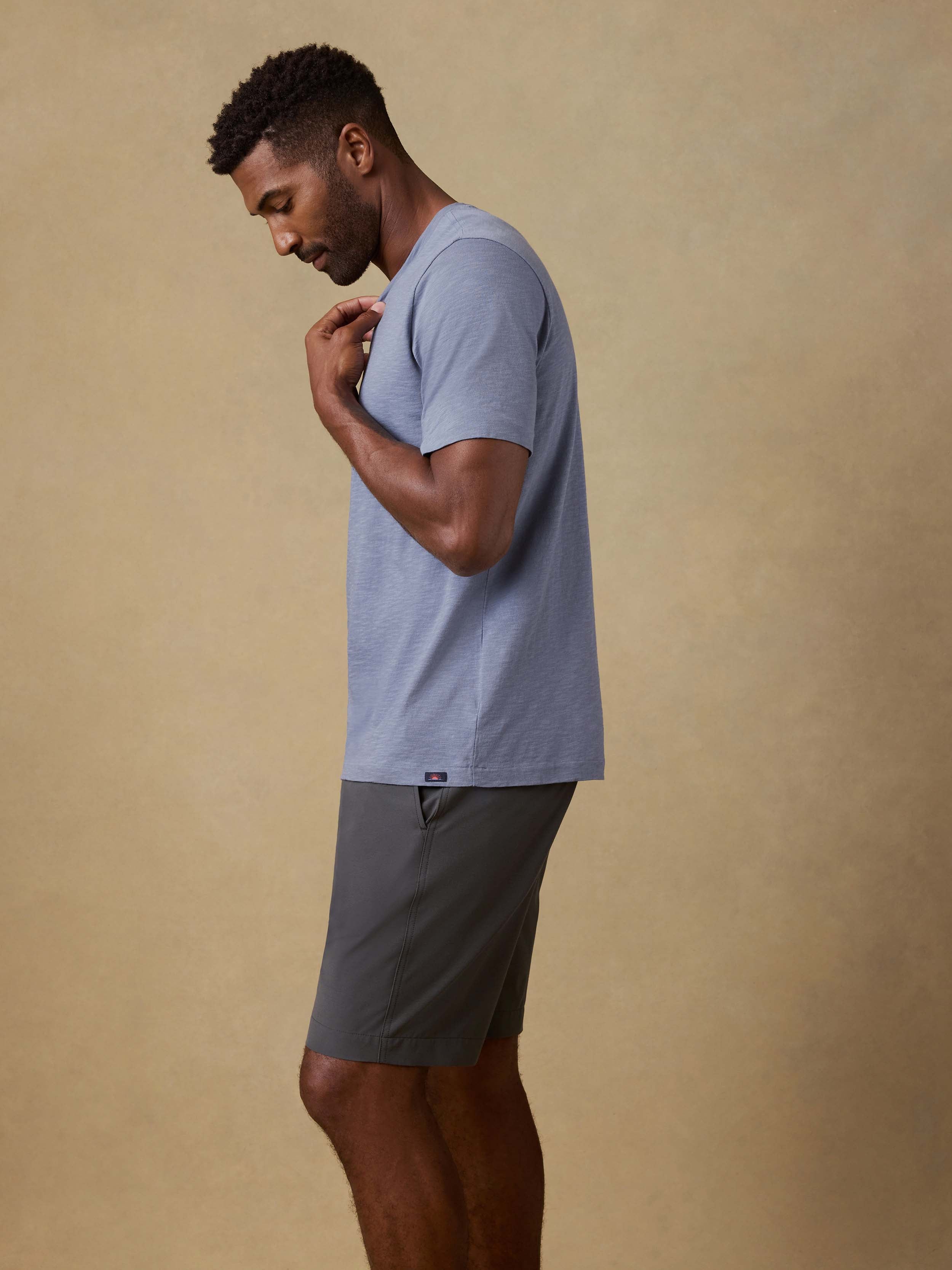Short-Sleeve Sunwashed V-Neck Tee - Flint | Faherty Brand