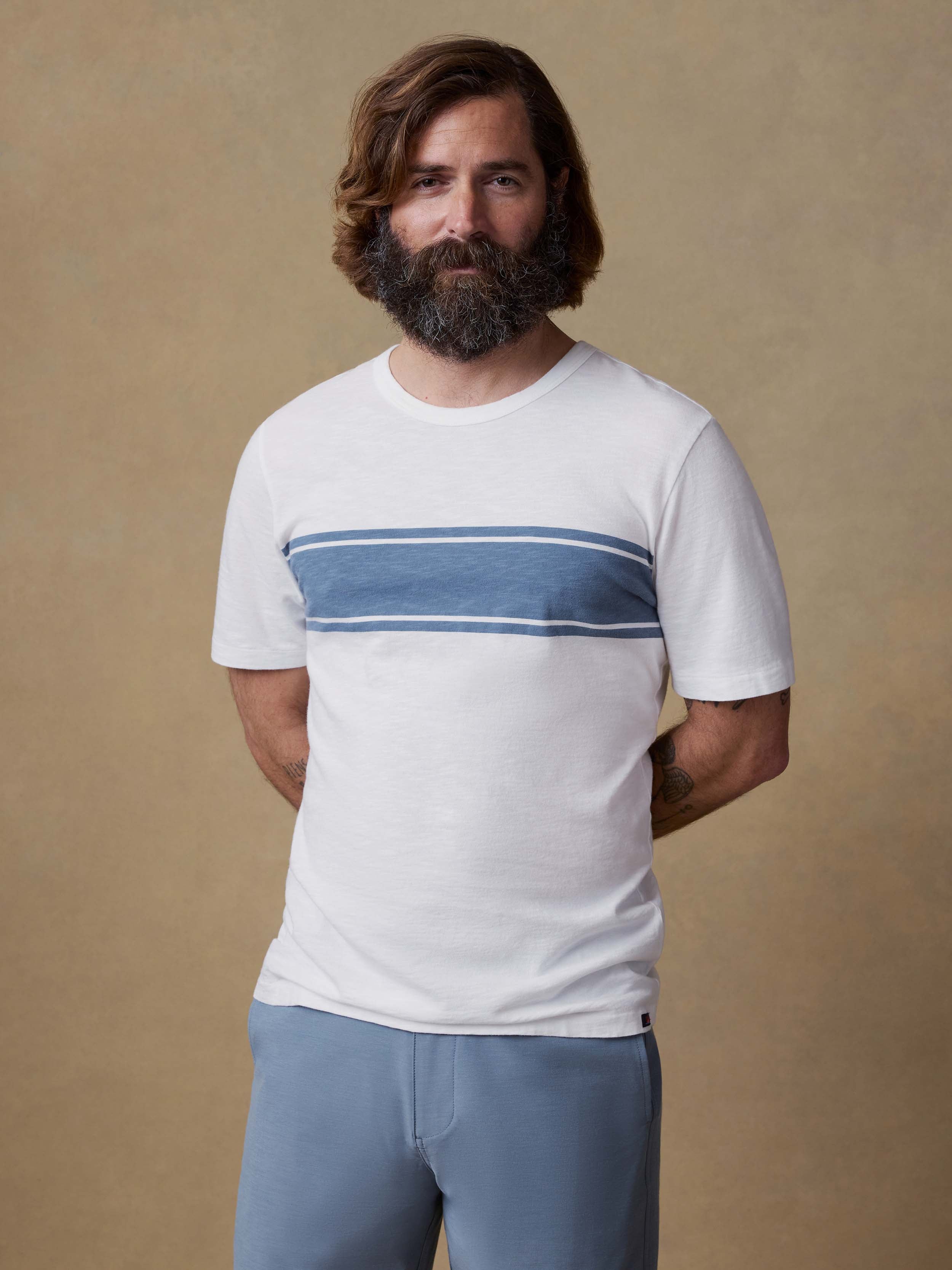 Sunwashed Regenerative Tee - White Surf Stripe | Faherty Brand