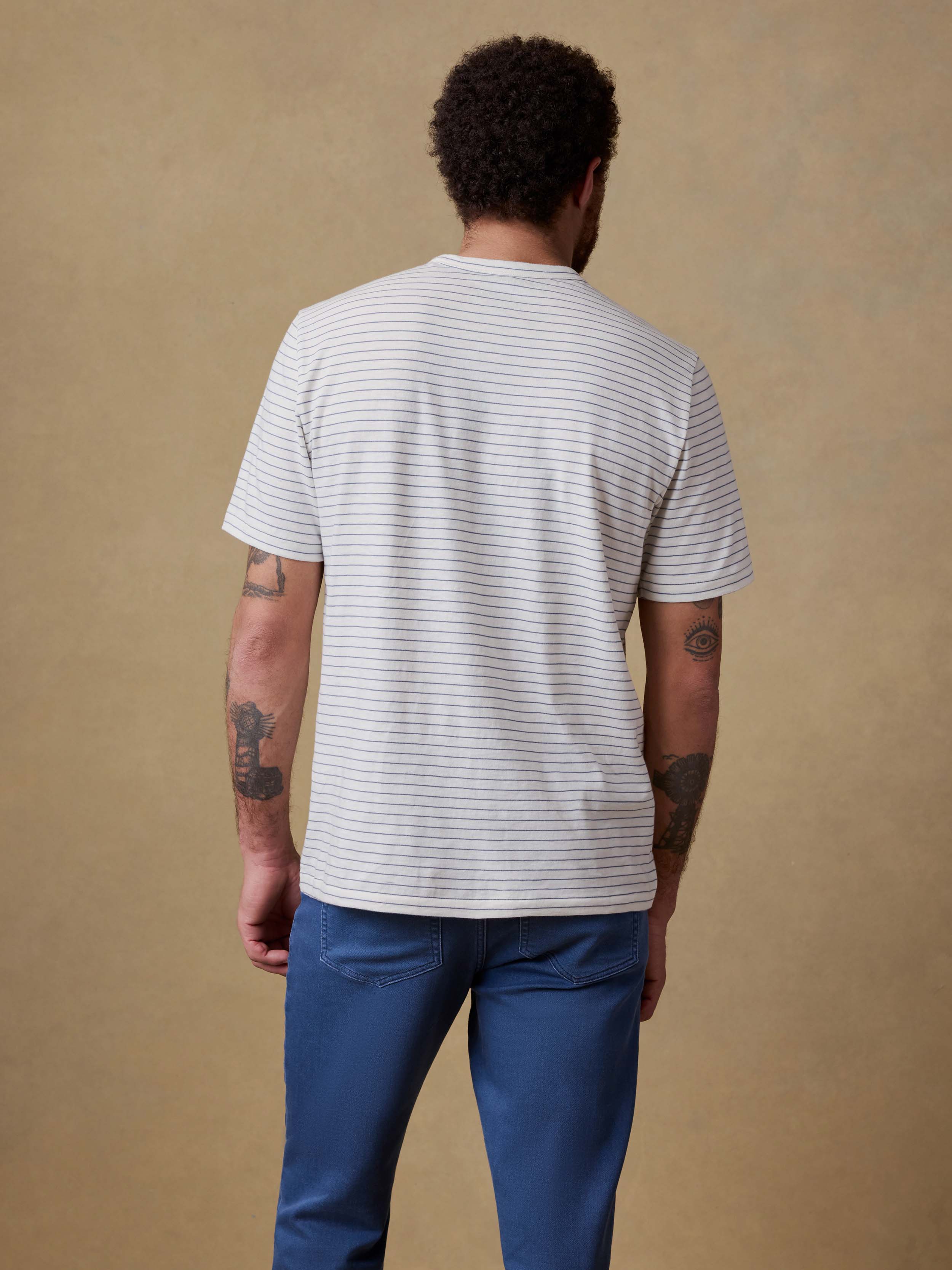 Sunwashed Regenerative Tee - Cream Flint Stripe | Faherty Brand