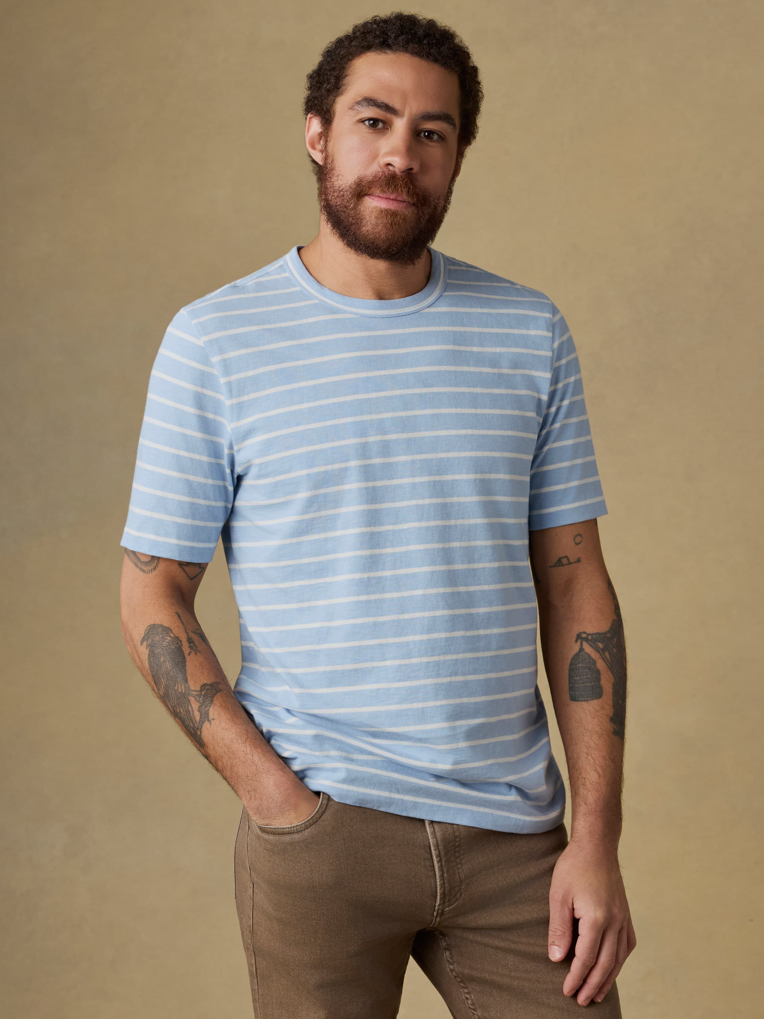 Sunwashed Regenerative Tee - Bermuda Sail Stripe | Faherty Brand
