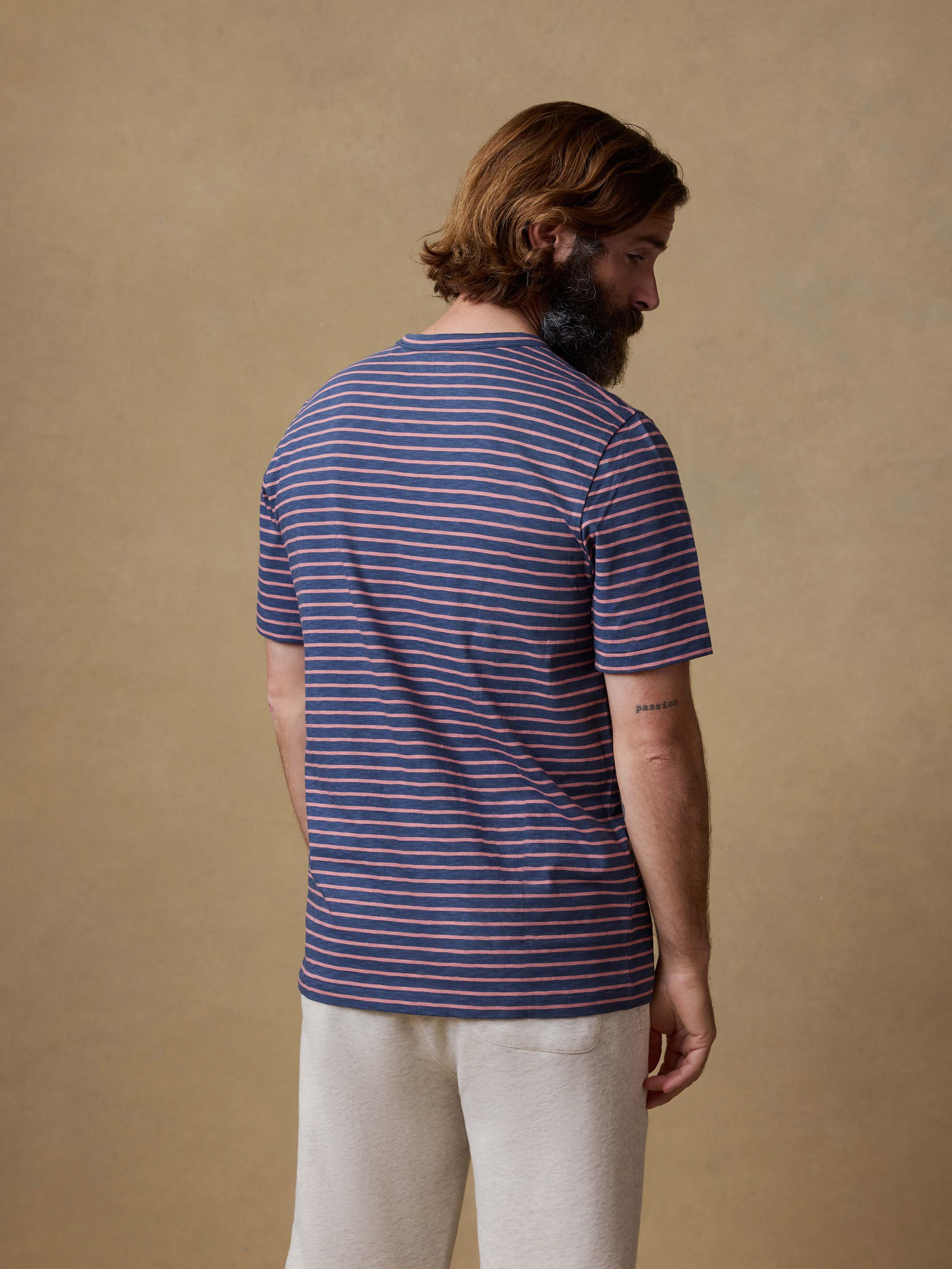 Sunwashed Regenerative Tee - Navy Rose Stripe | Faherty Brand