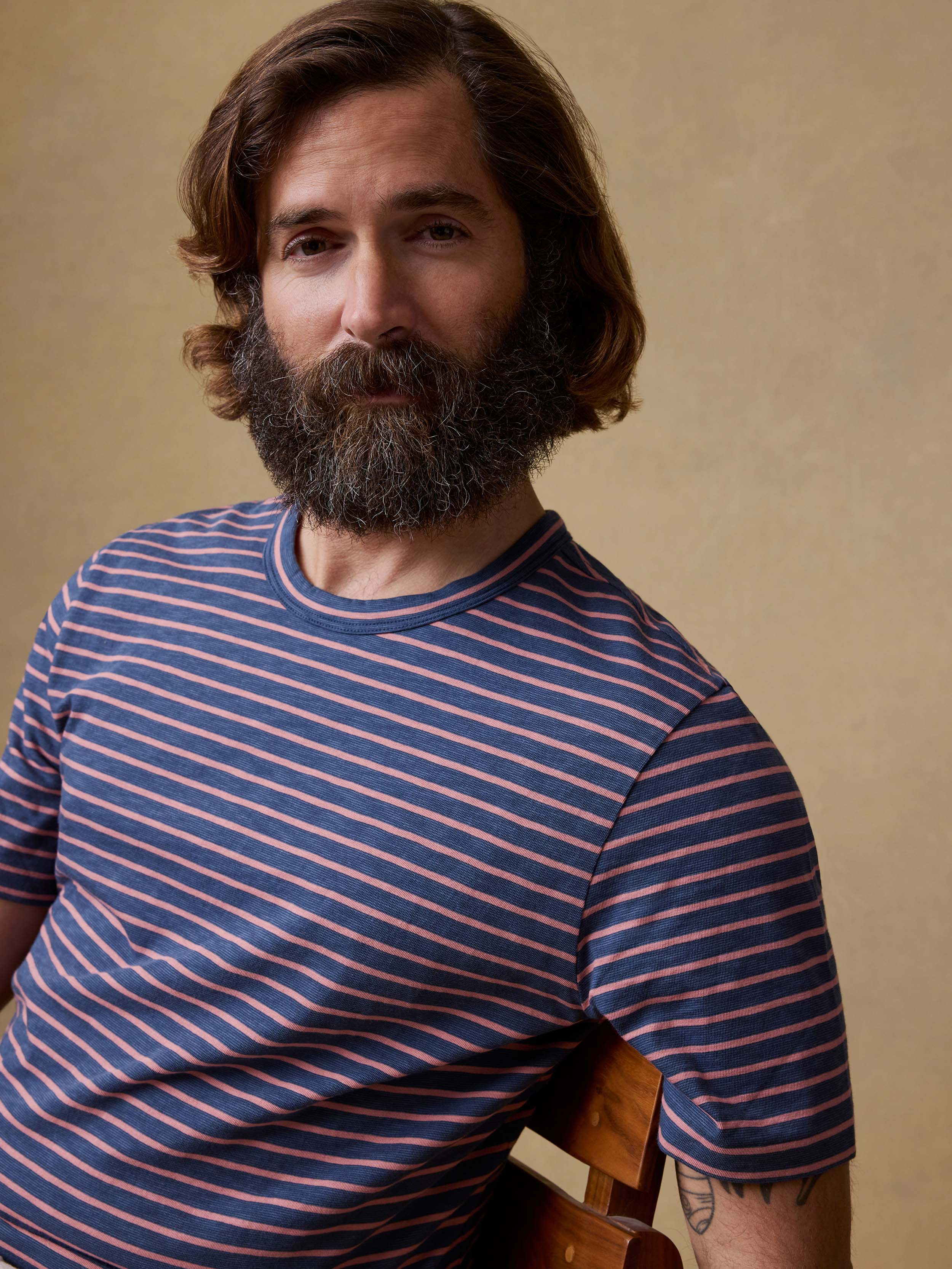 Sunwashed Regenerative Tee - Navy Rose Stripe | Faherty Brand