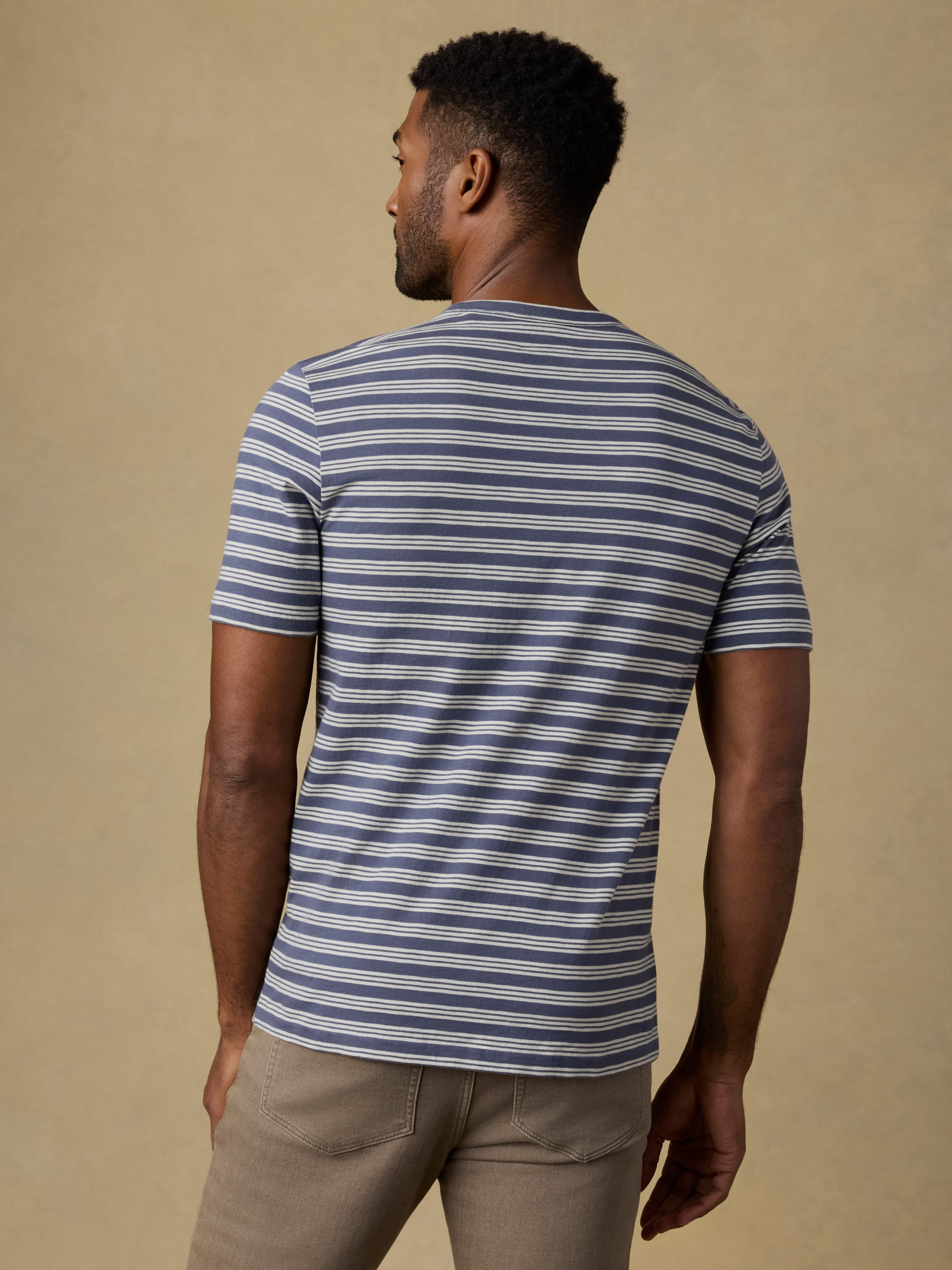 Sunwashed Regenerative Tee - Whitecap Navy Stripe | Faherty Brand