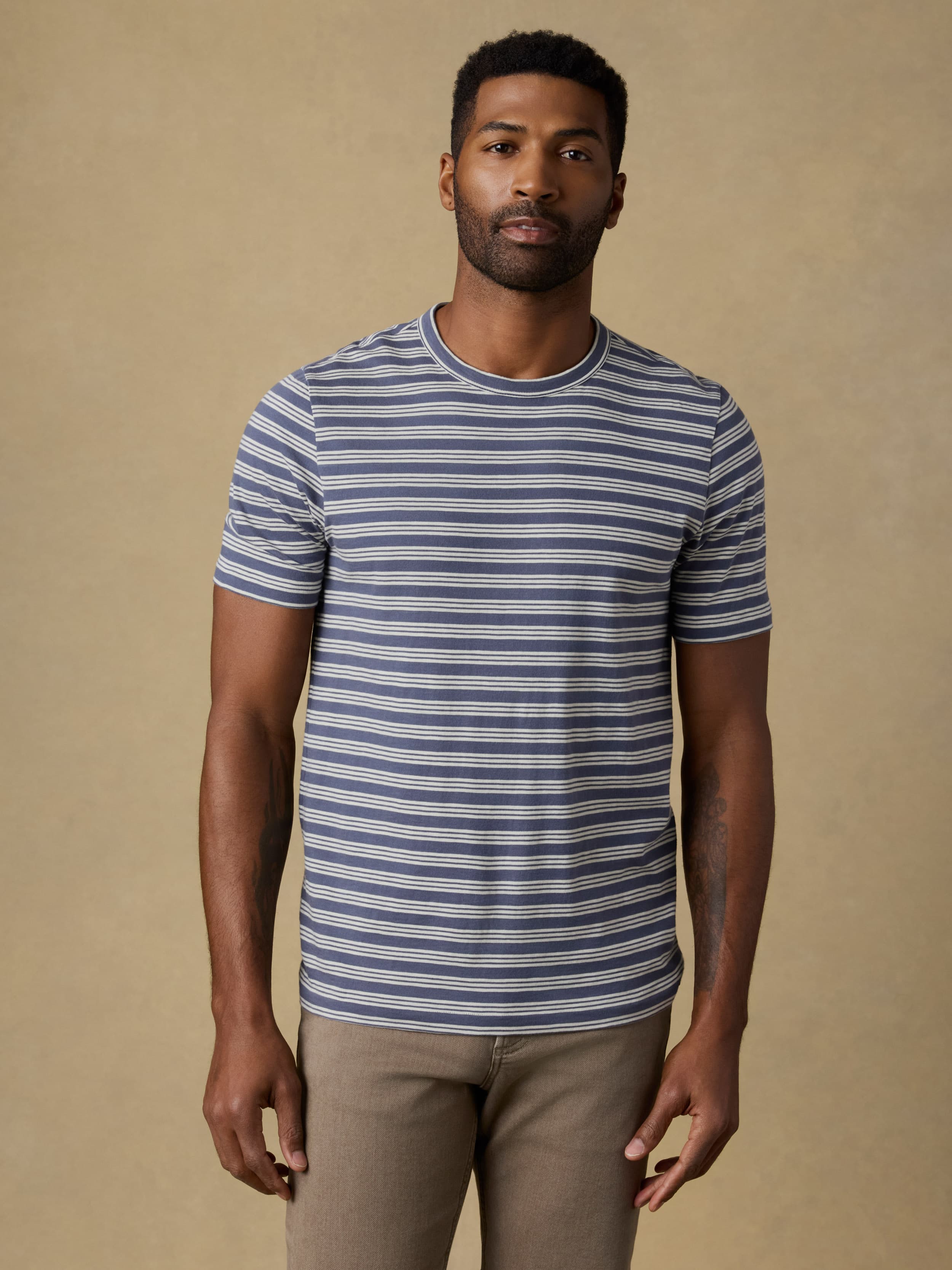 Sunwashed Regenerative Tee - Whitecap Navy Stripe | Faherty Brand