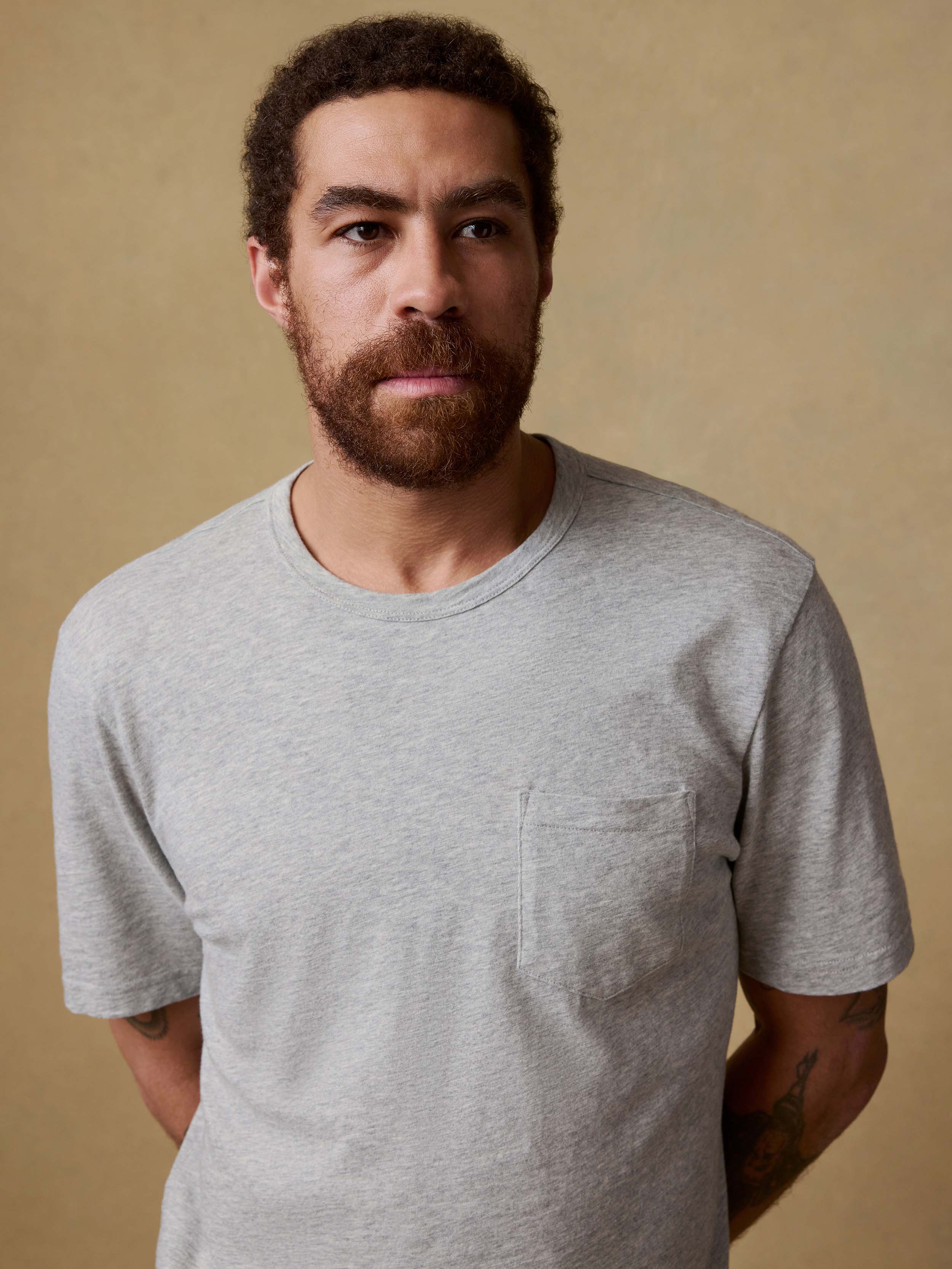 Sunwashed Regenerative Pocket Tee - Granite Heather | Faherty Brand