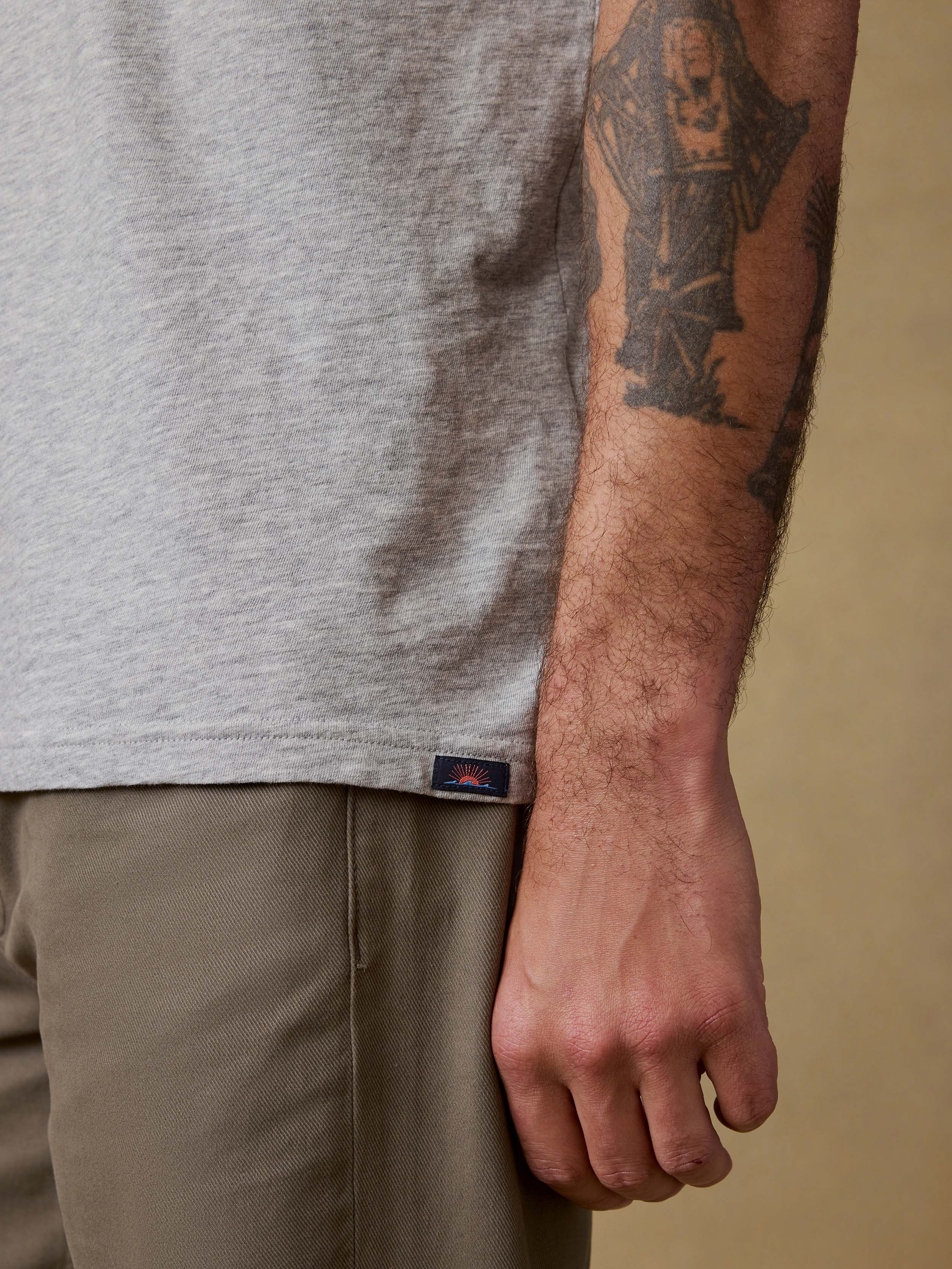 Sunwashed Regenerative Pocket Tee - Granite Heather | Faherty Brand