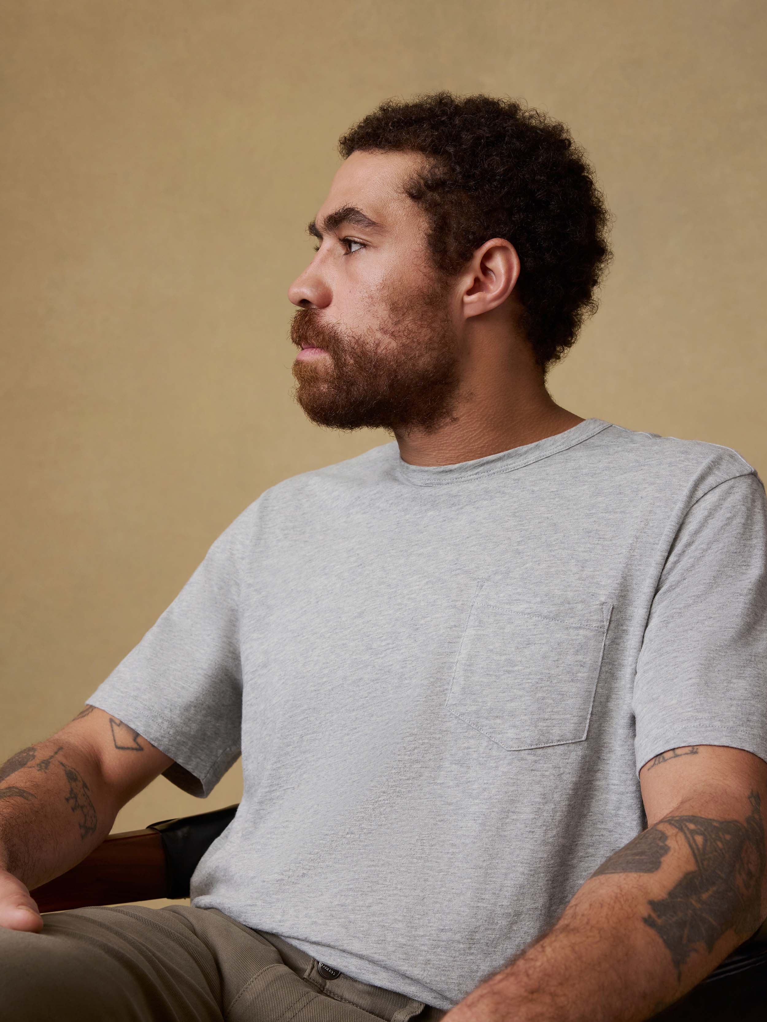 Sunwashed Regenerative Pocket Tee - Granite Heather | Faherty Brand