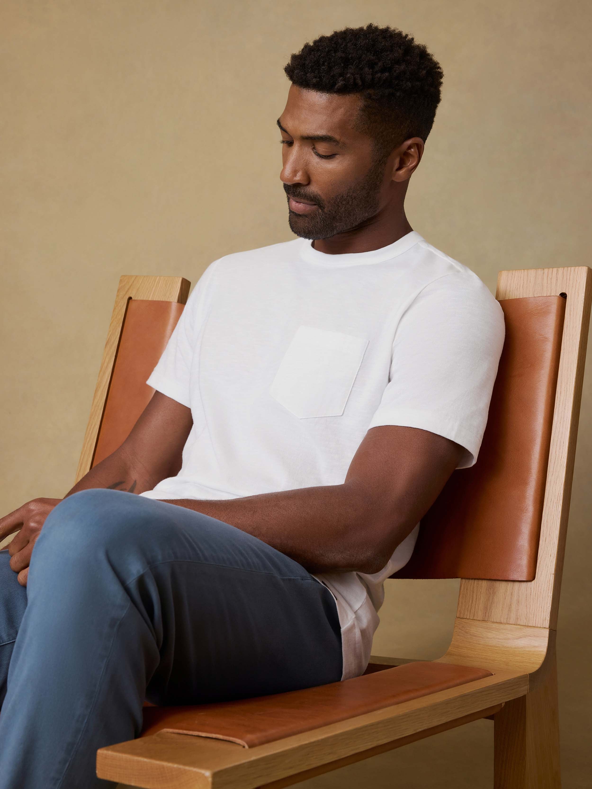 Sunwashed Regenerative Pocket Tee - White | Faherty Brand