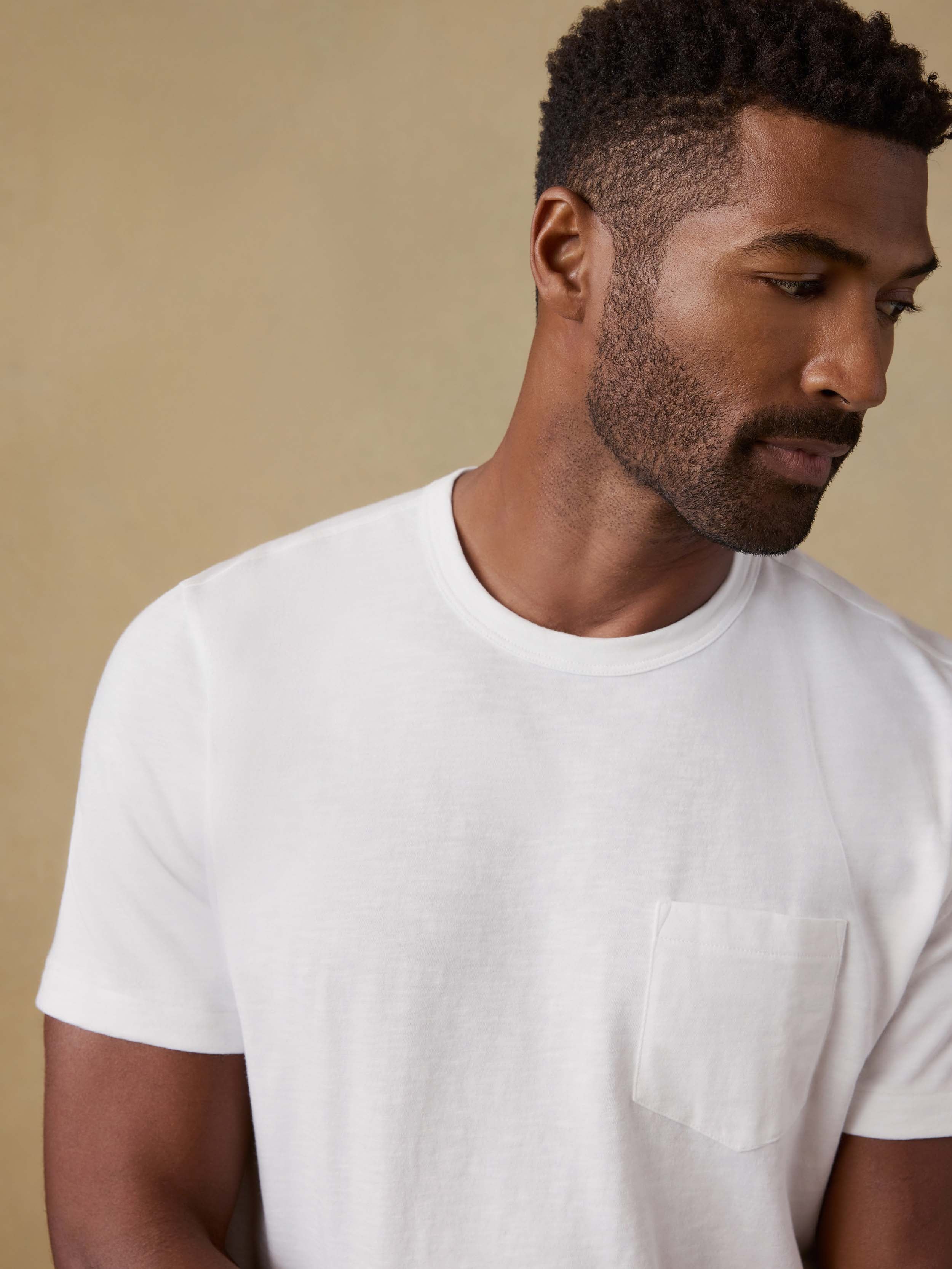 Sunwashed Regenerative Pocket Tee - White | Faherty Brand