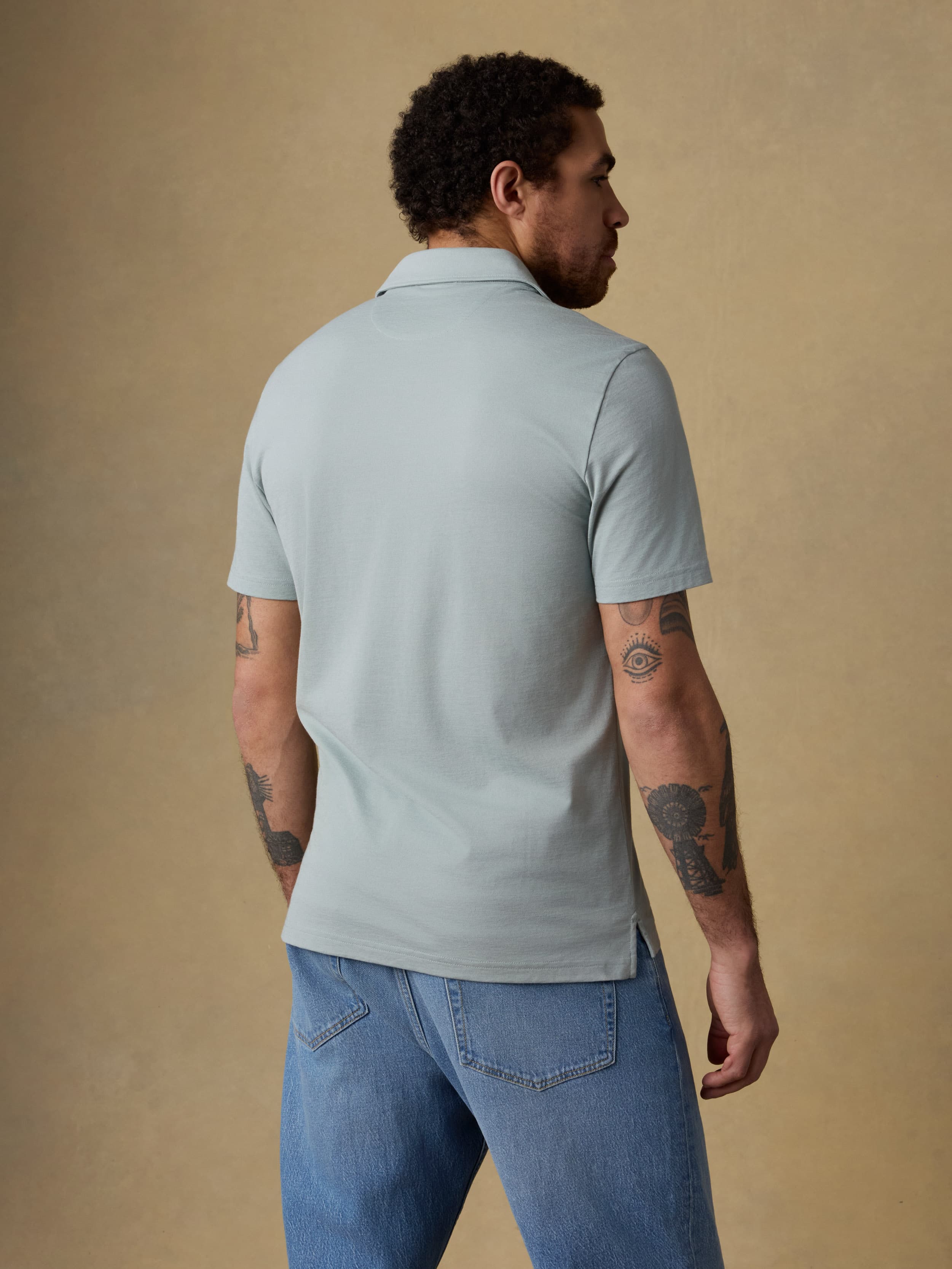 Short-Sleeve Movement™ Pique Polo - Aspen Green Melange | Faherty Brand