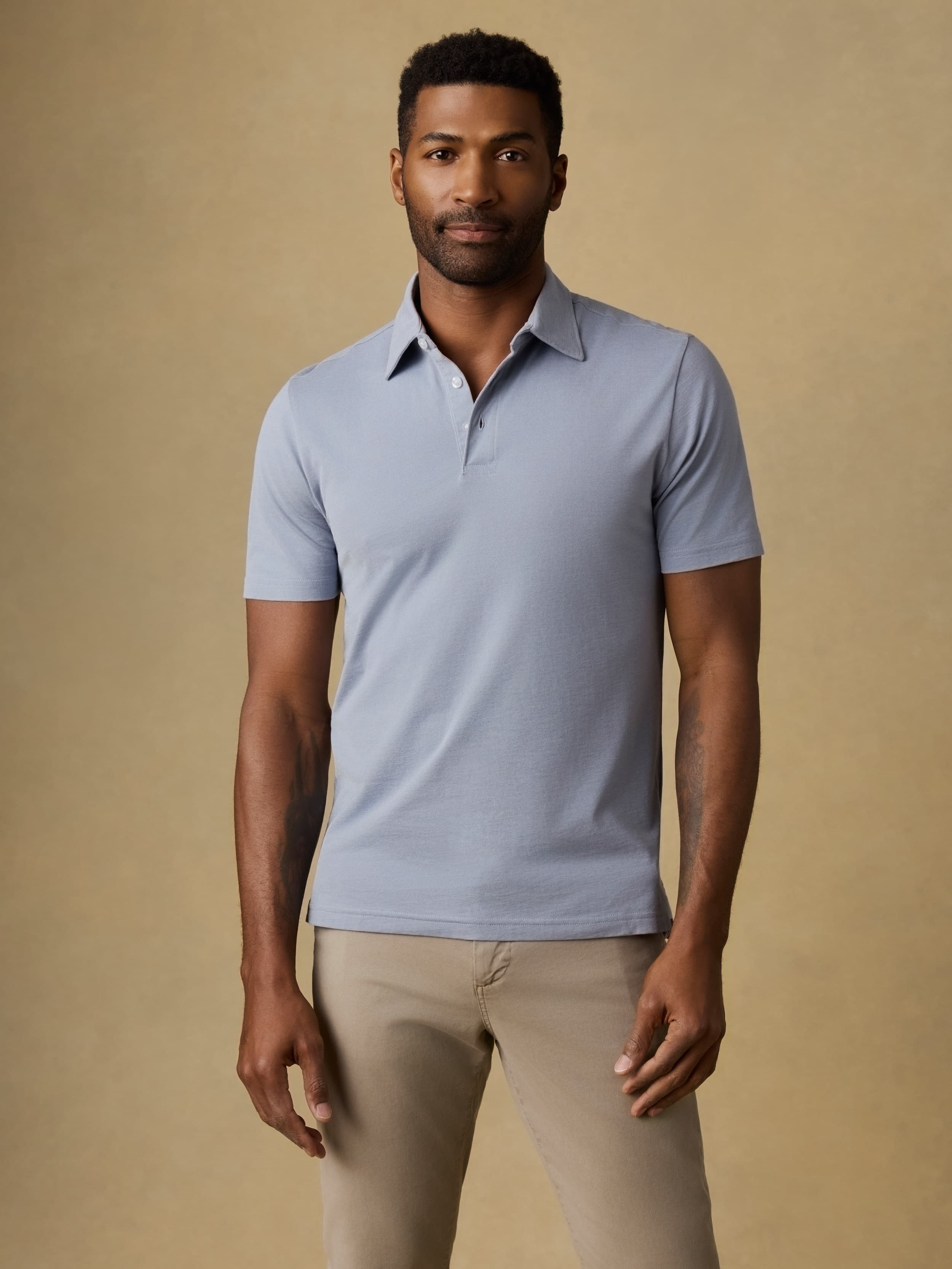 Short-Sleeve Movement™ Pique Polo - Flint White Melange | Faherty Brand