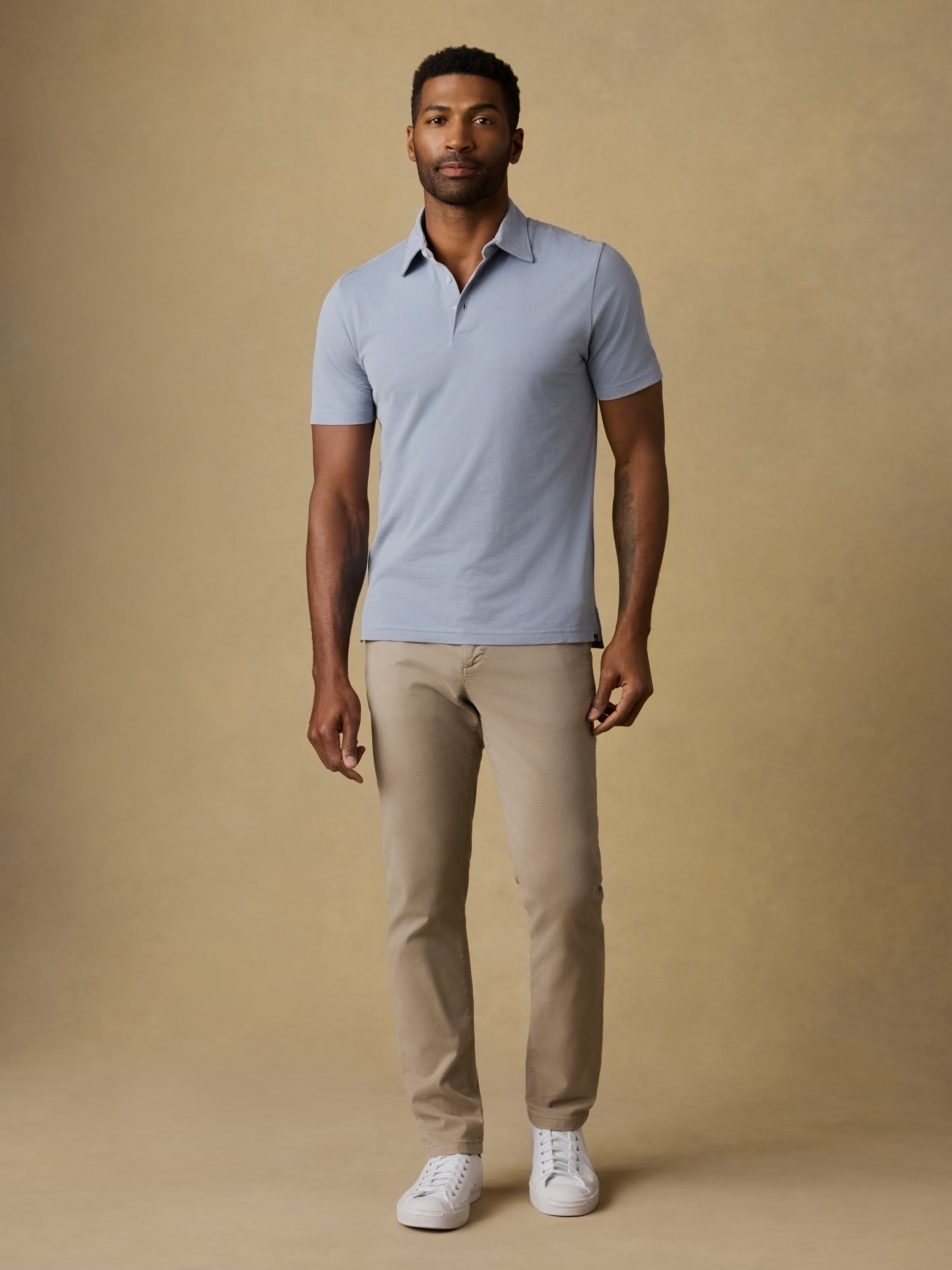 Short-Sleeve Movement™ Pique Polo - Flint White Melange | Faherty Brand