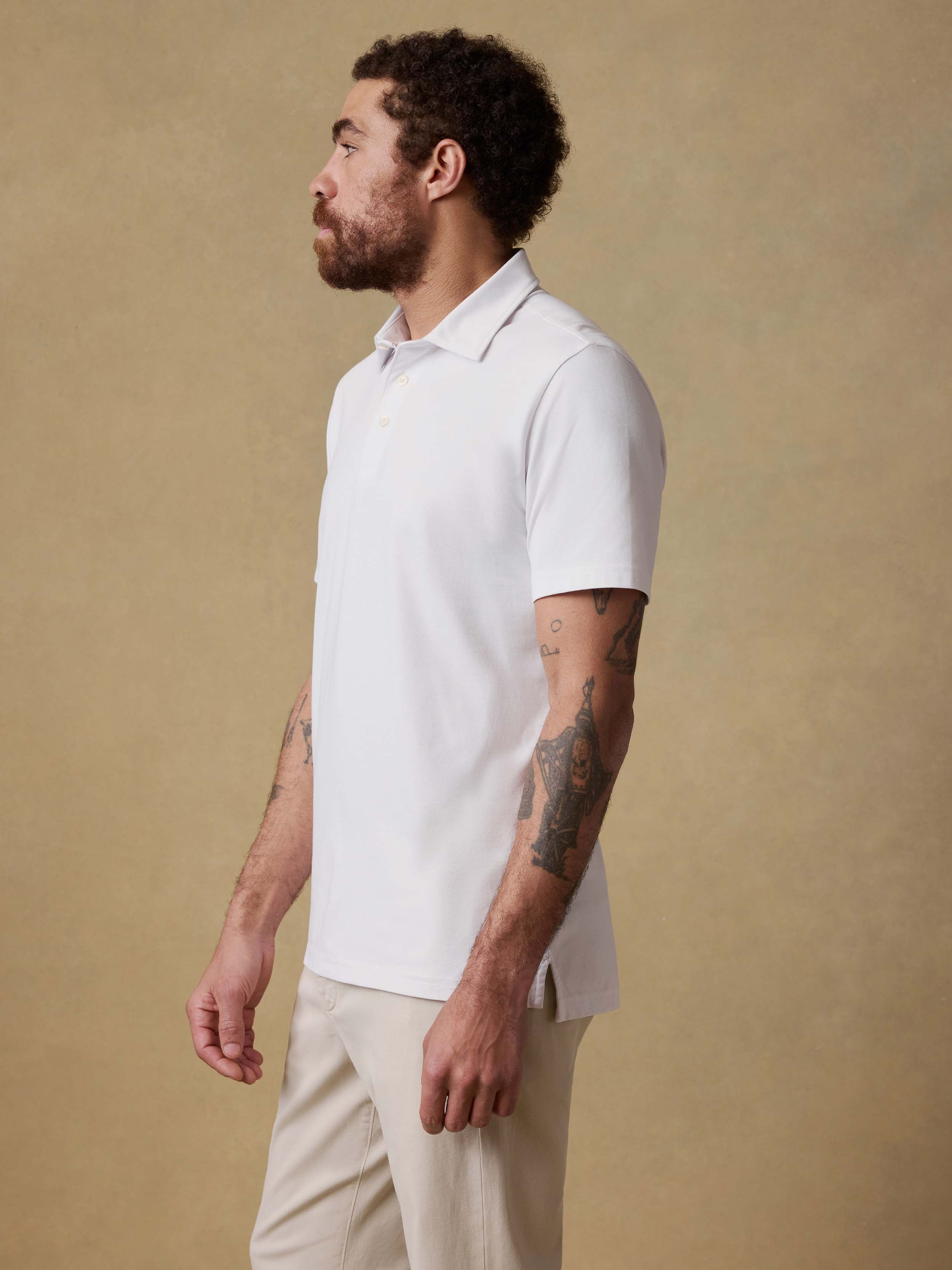 Short-Sleeve Movement™ Pique Polo - Pure White | Faherty Brand