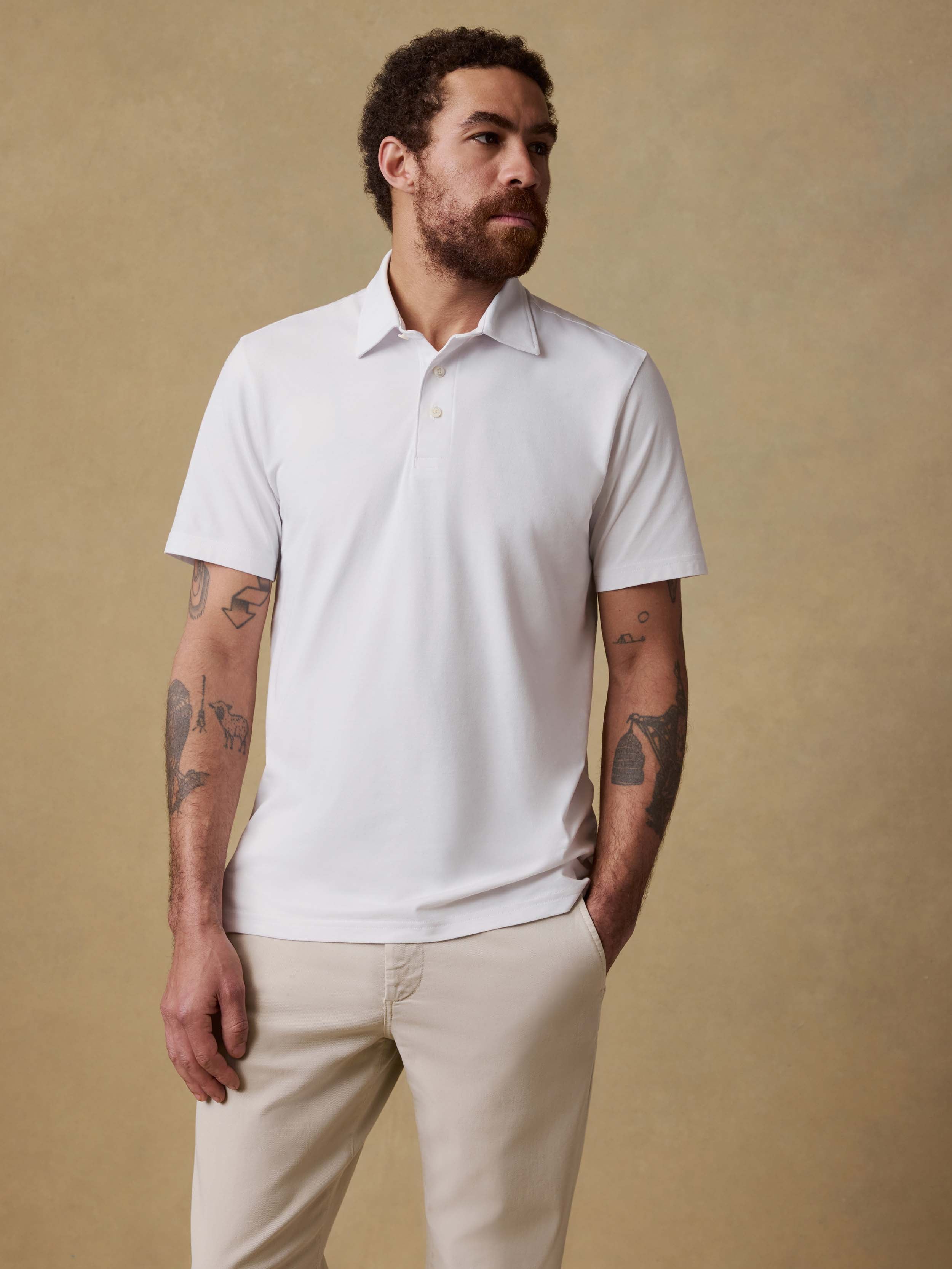 Short-Sleeve Movement™ Pique Polo - Pure White | Faherty Brand
