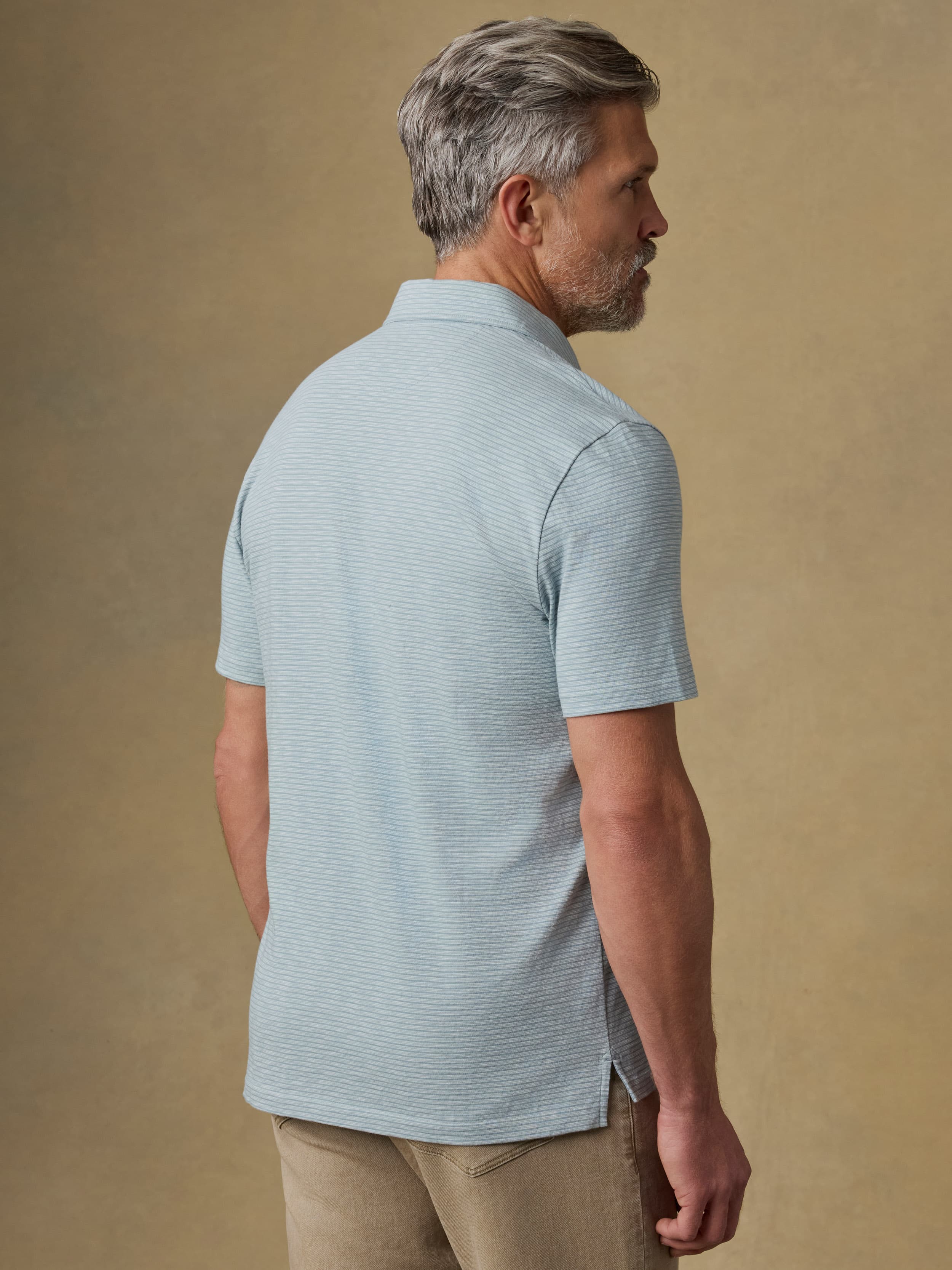 Sunwashed T-Shirt Polo - Dune Stripe Mist | Faherty Brand
