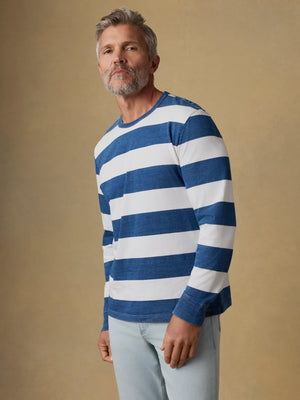 Long-Sleeve Indigo Tee - Indigo Marine Stripe