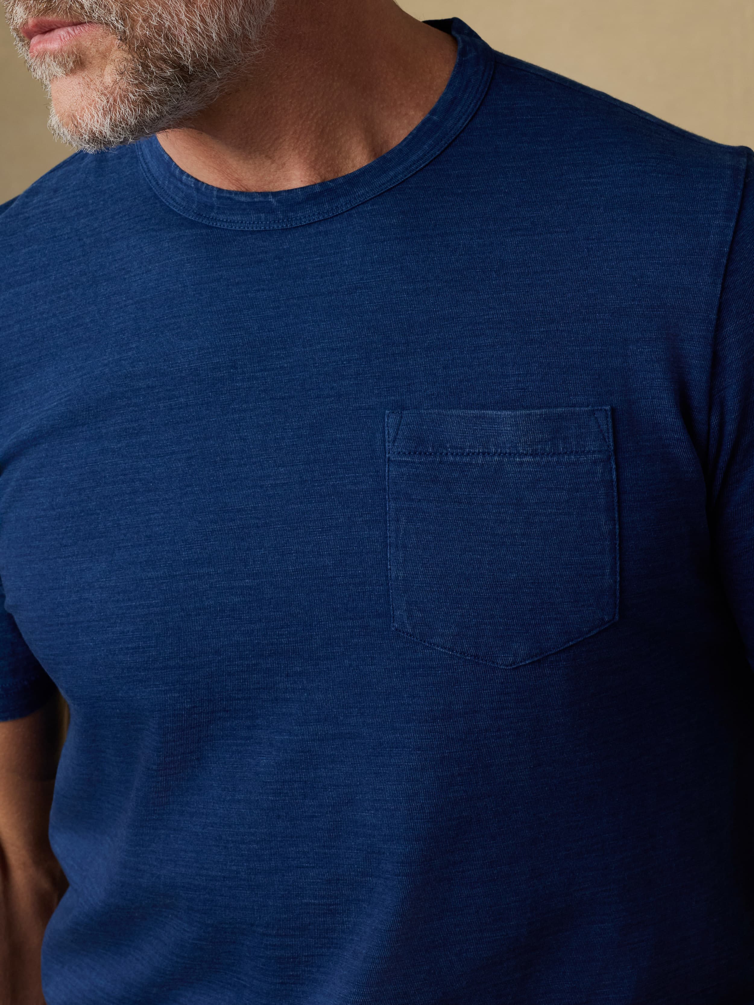 Short-Sleeve Indigo Pocket Tee - Deadstock Wash | Faherty Brand