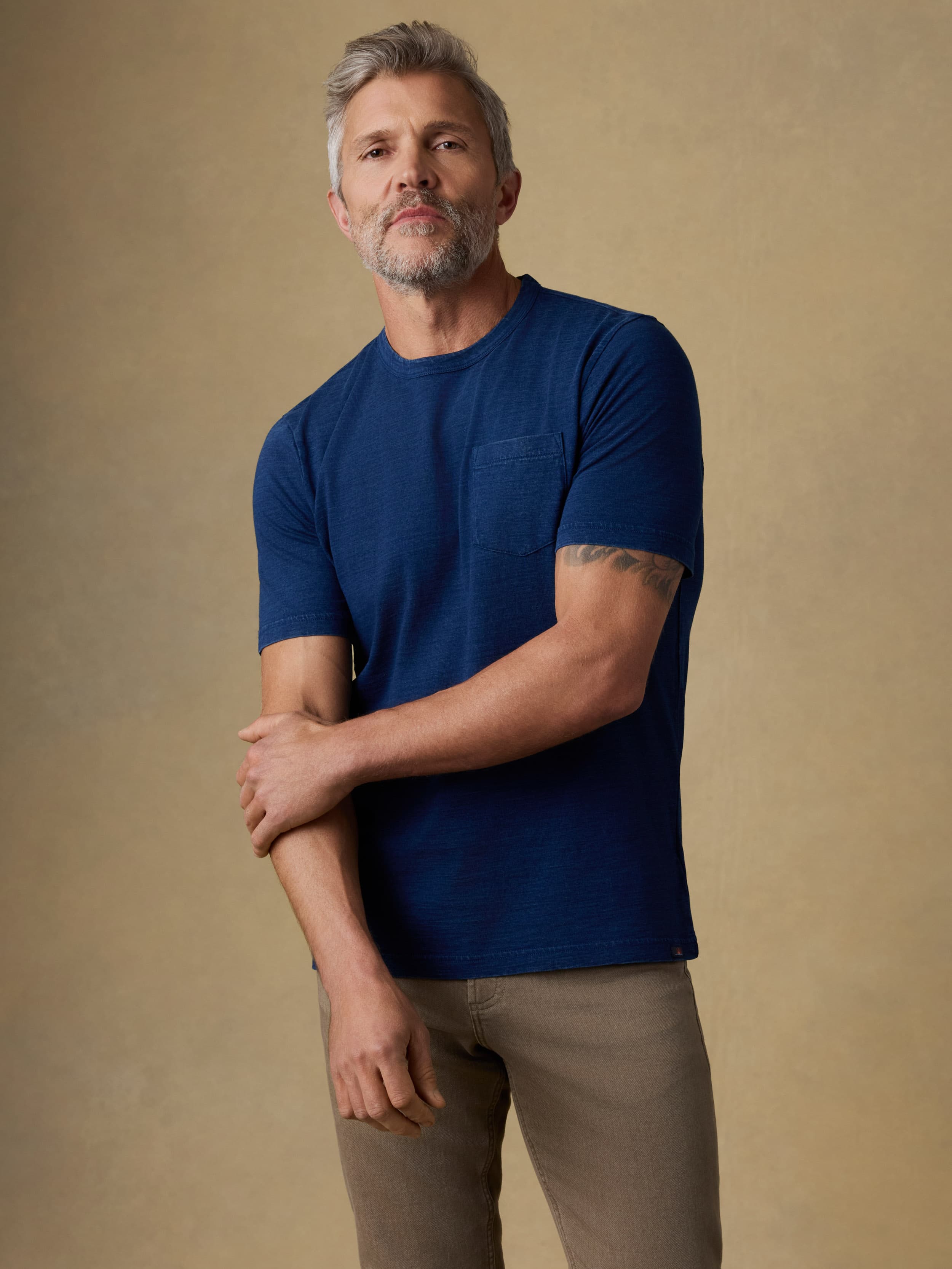 Short-Sleeve Indigo Pocket Tee - Deadstock Wash | Faherty Brand