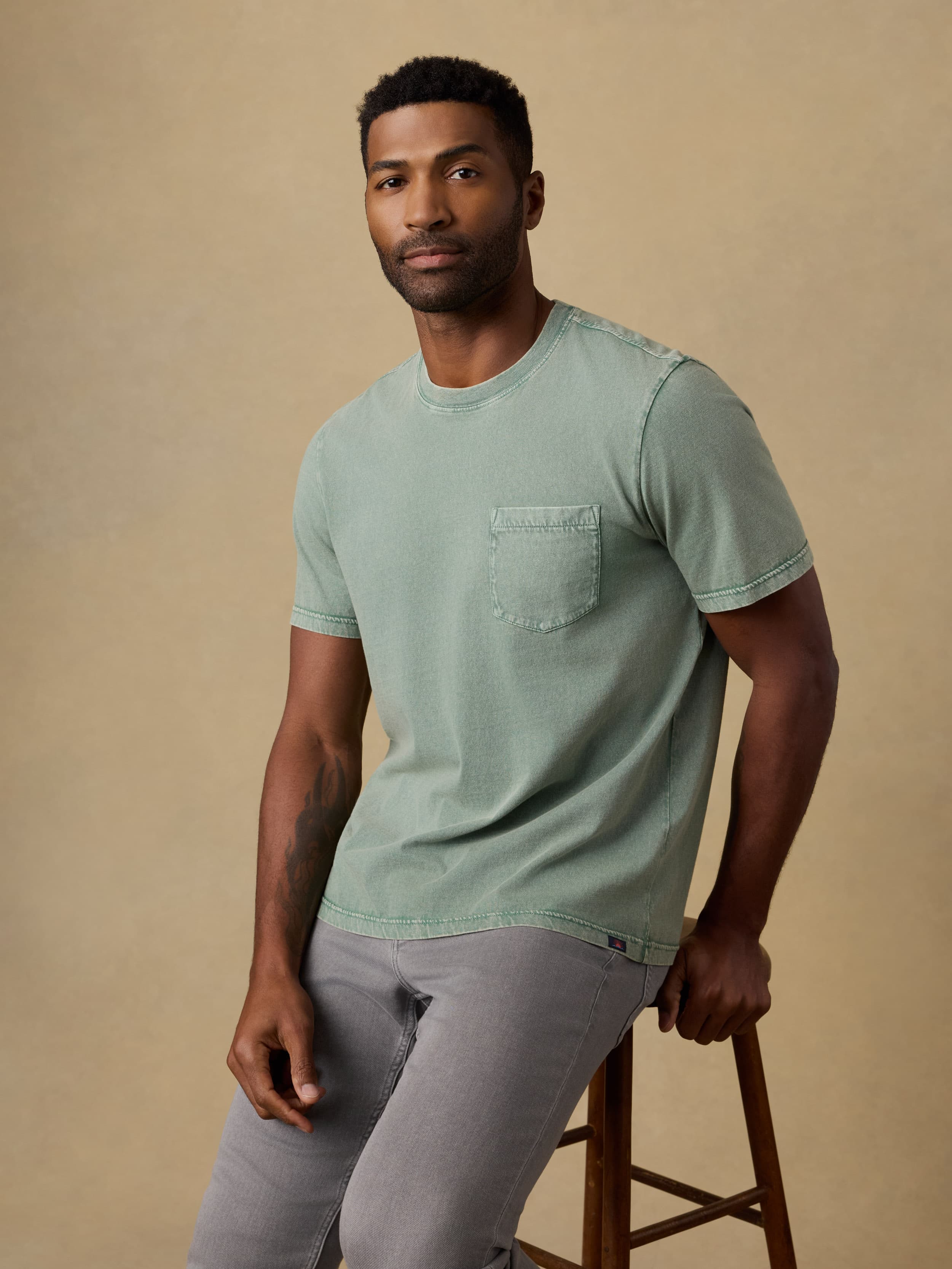 Short-Sleeve Recycled Cotton Tee - Coastal Sage | Faherty Brand