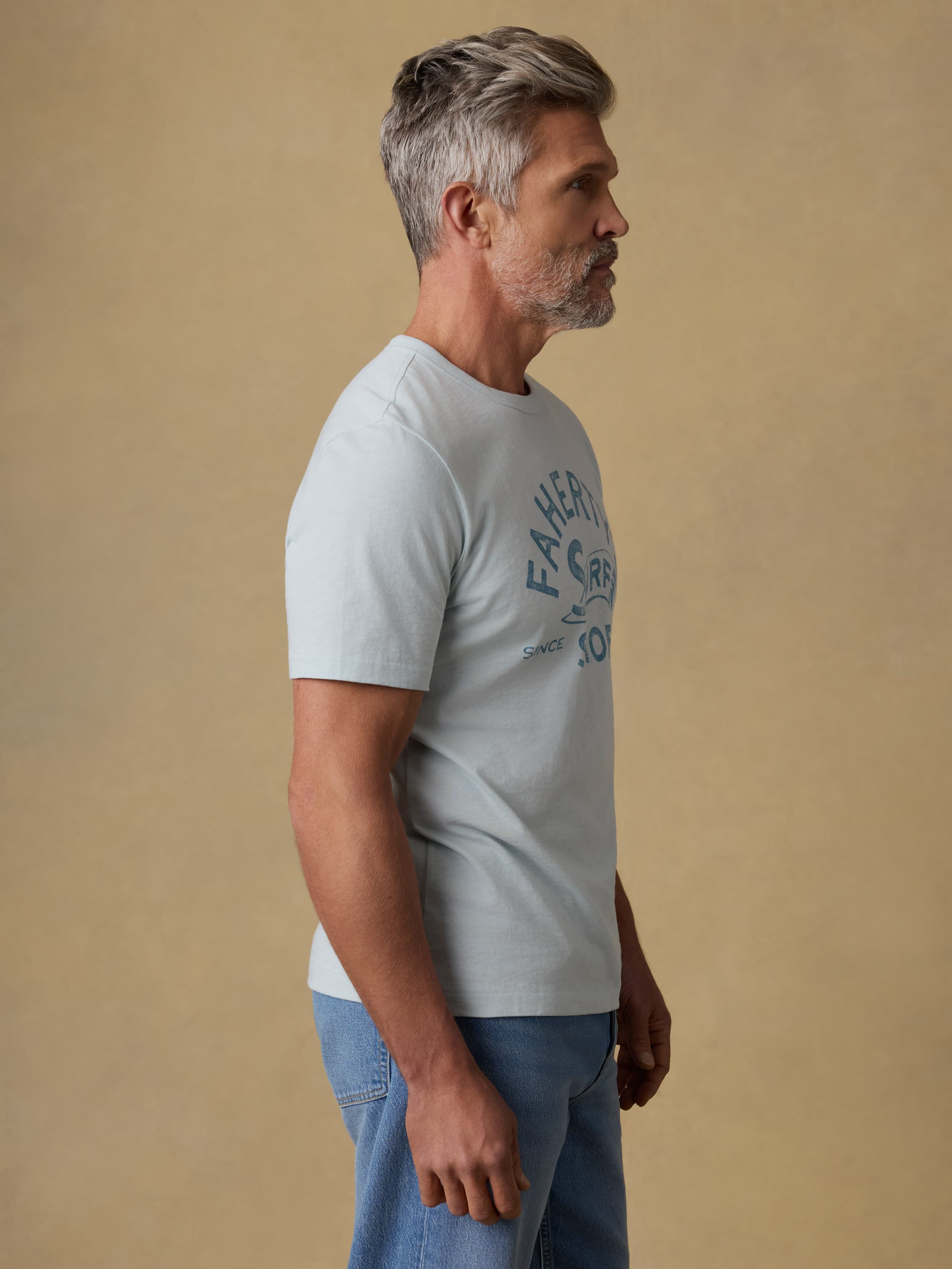 Surf Shop Sunwashed Regenerative Tee - Sky | Faherty Brand