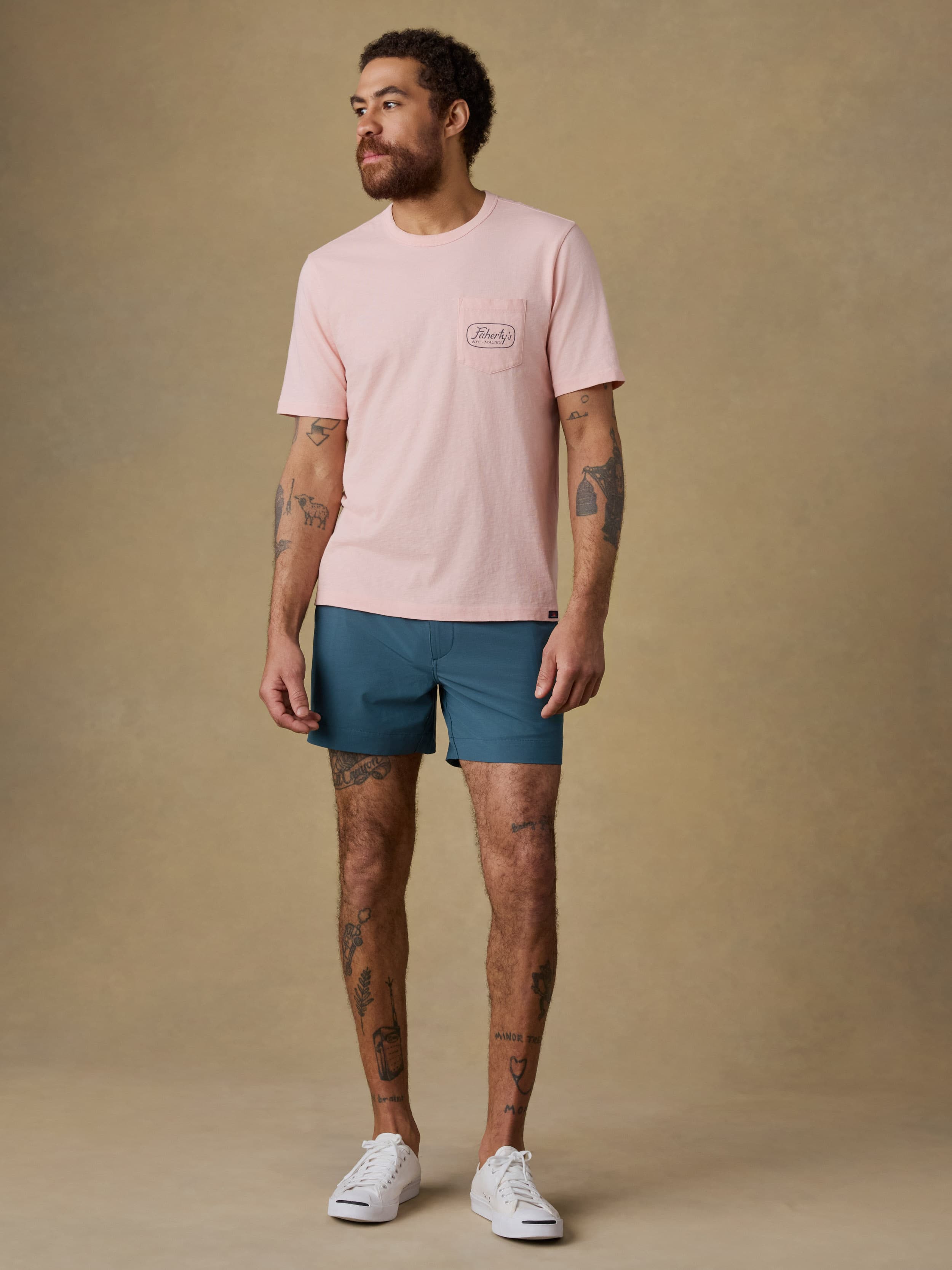 Surf Shop Sunwashed Regenerative Pocket Tee - Pink Sand | Faherty Brand