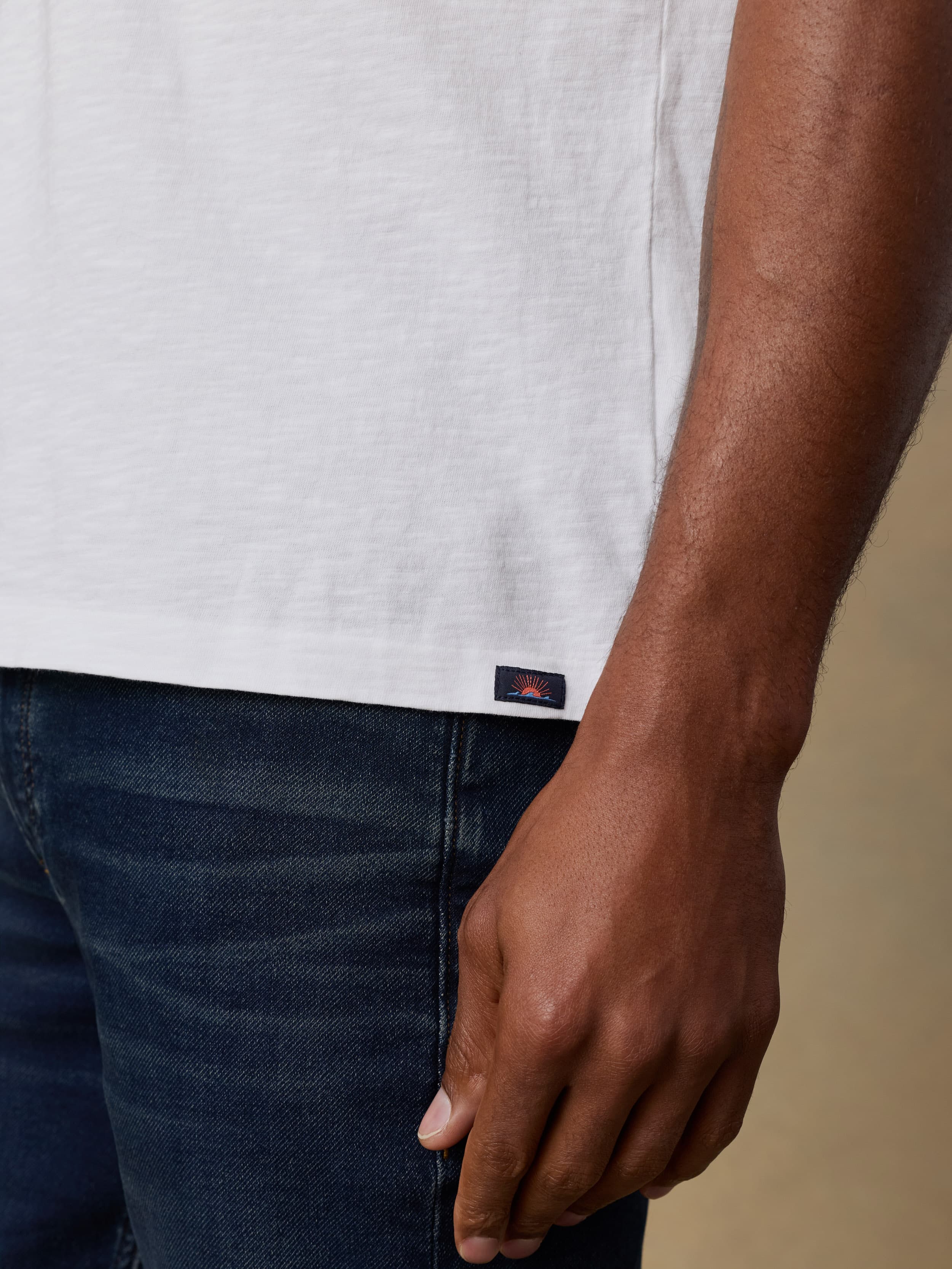 Surf Shop Sunwashed Regenerative Pocket Tee - White | Faherty Brand